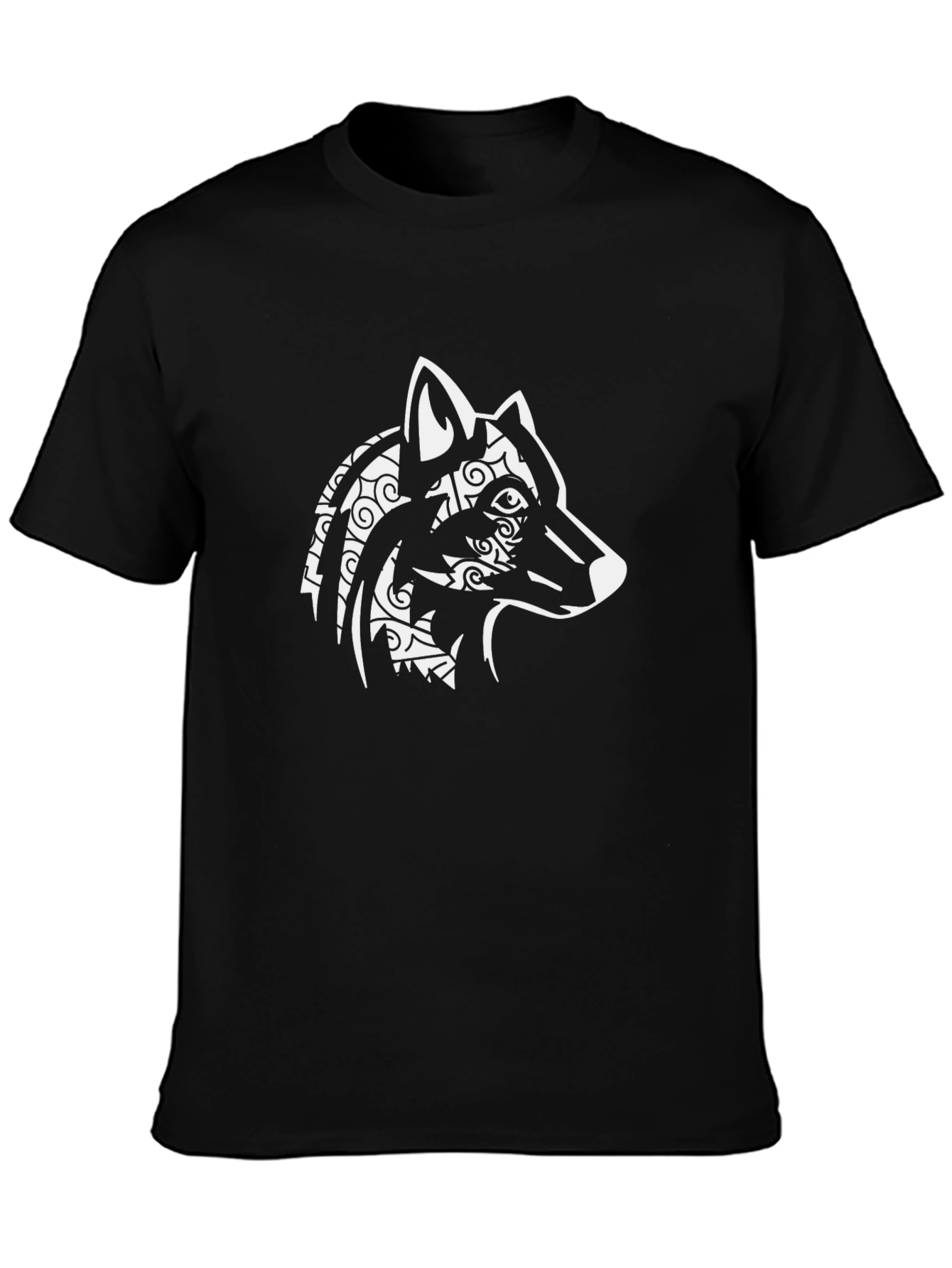 Wolf Graphic Print Black T-Shirt