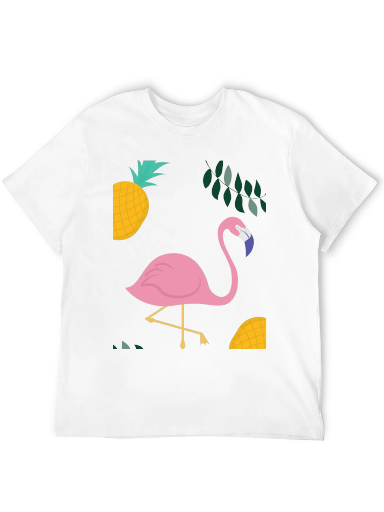 Tropical Flamingo Graphic Tee - Black Cotton Shirt