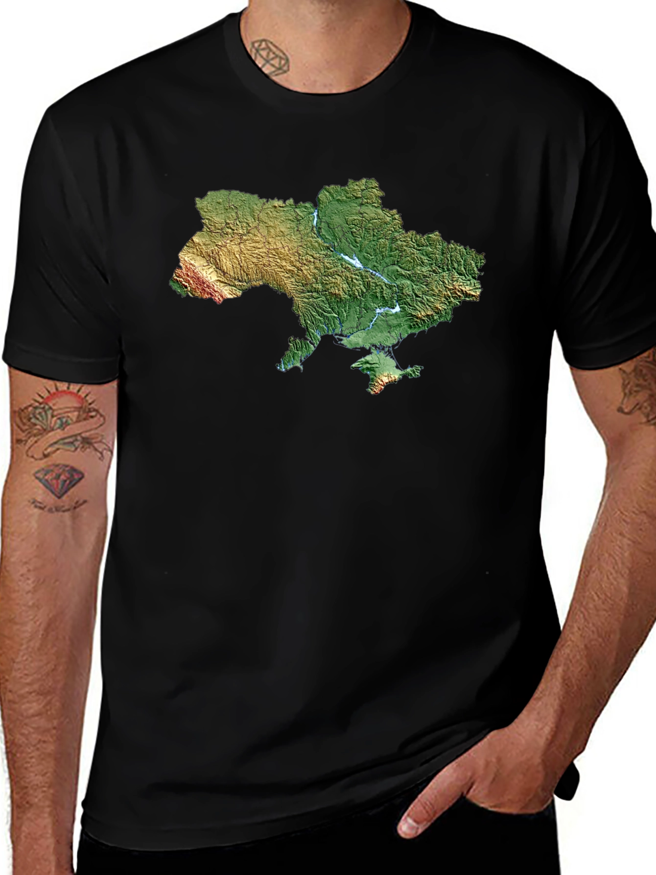 Ukraine Map T-Shirt - Topographic Relief Print