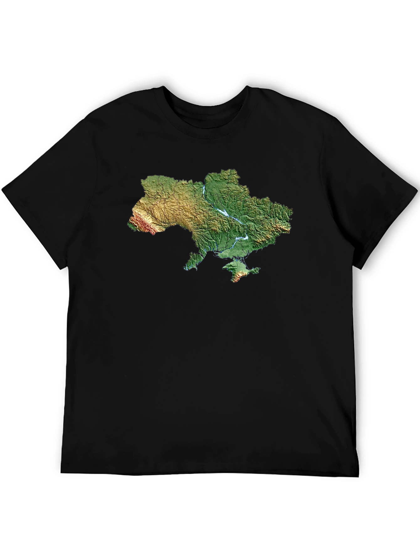 Ukraine Map T-Shirt - Topographic Relief Print