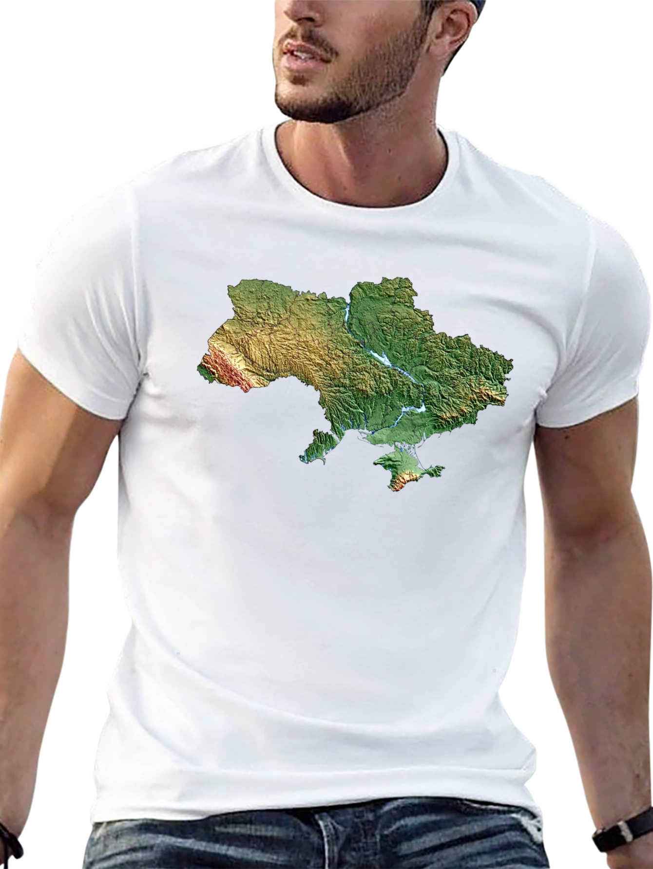 Ukraine Map T-Shirt - Topographic Relief Print