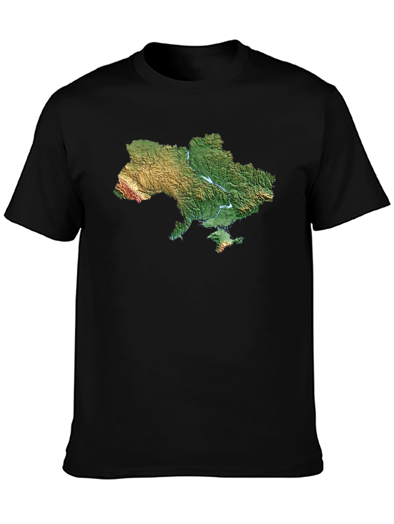Ukraine Map T-Shirt - Topographic Relief Print