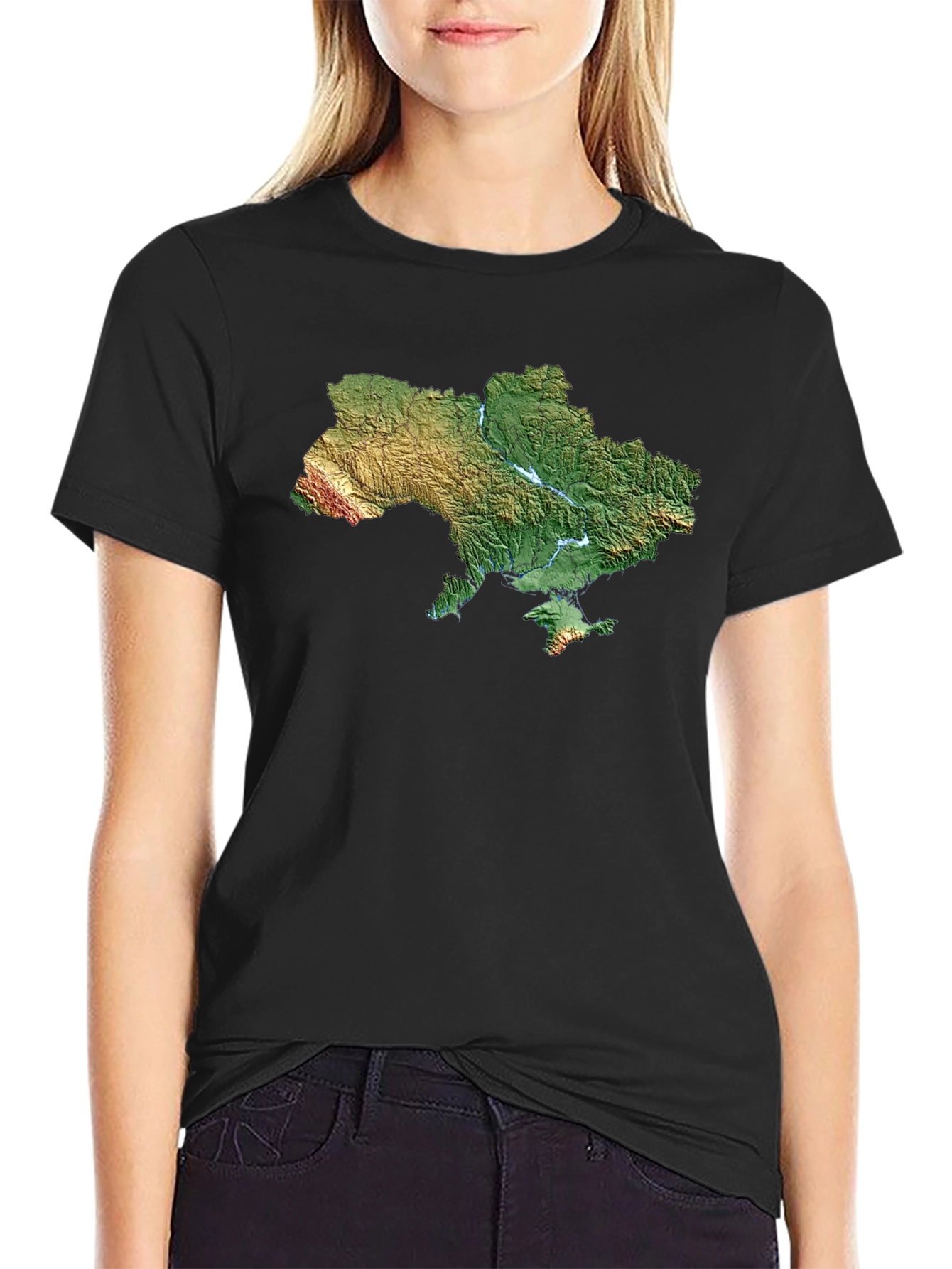 Ukraine Map T-Shirt - Topographic Relief Print