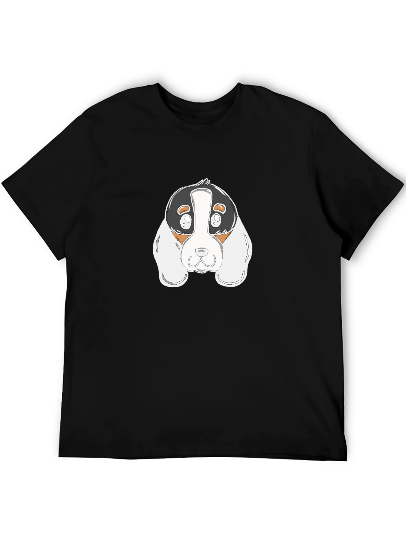 Cartoon Dog Graphic Black T-Shirt