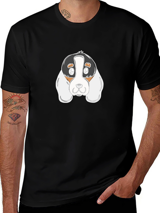 Cartoon Dog Graphic Black T-Shirt