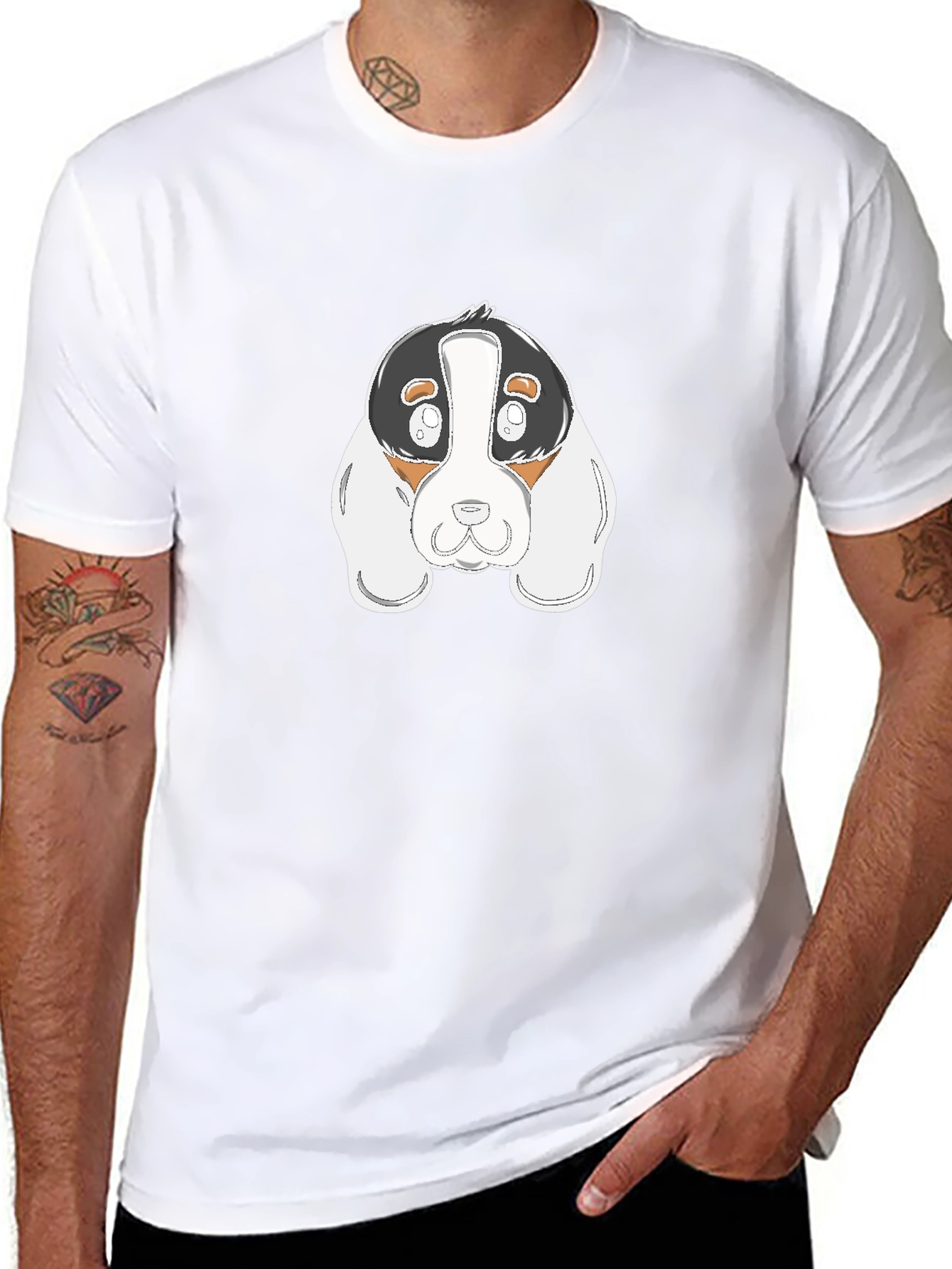 Cartoon Dog Graphic Black T-Shirt