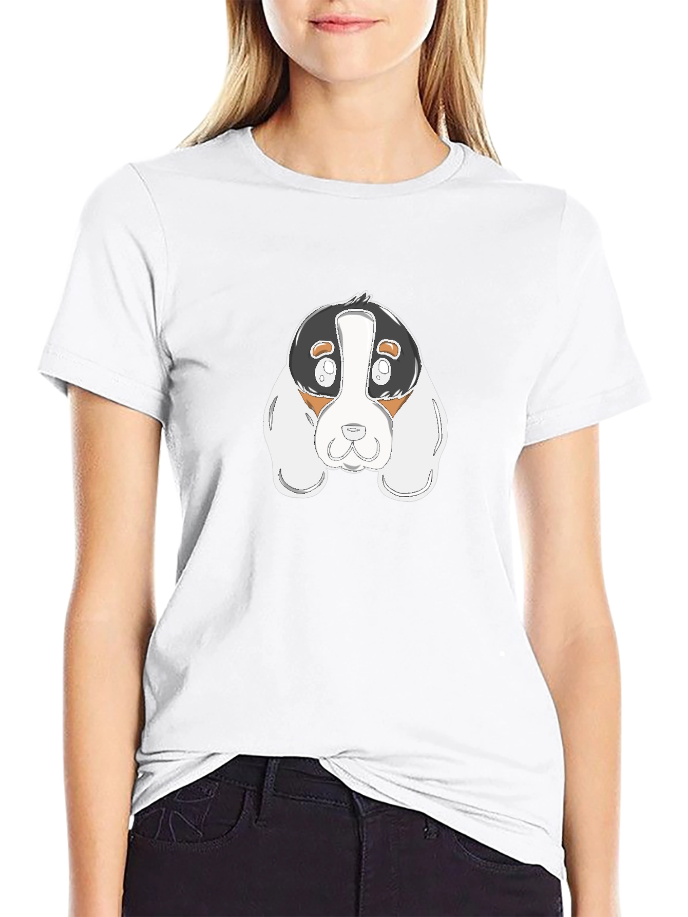 Cartoon Dog Graphic Black T-Shirt