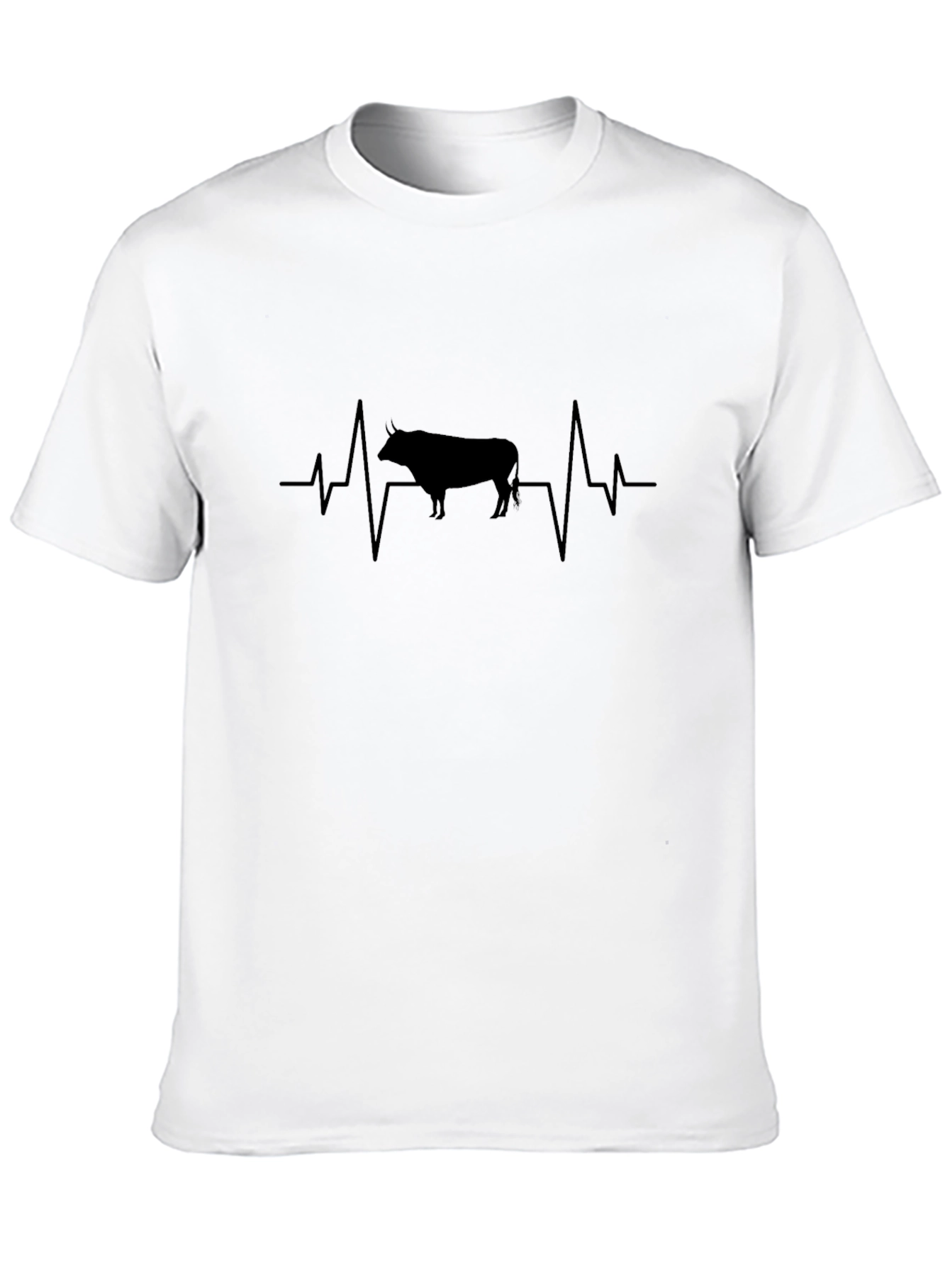 Bull Heartbeat Graphic Tee - Black Cotton T-Shirt