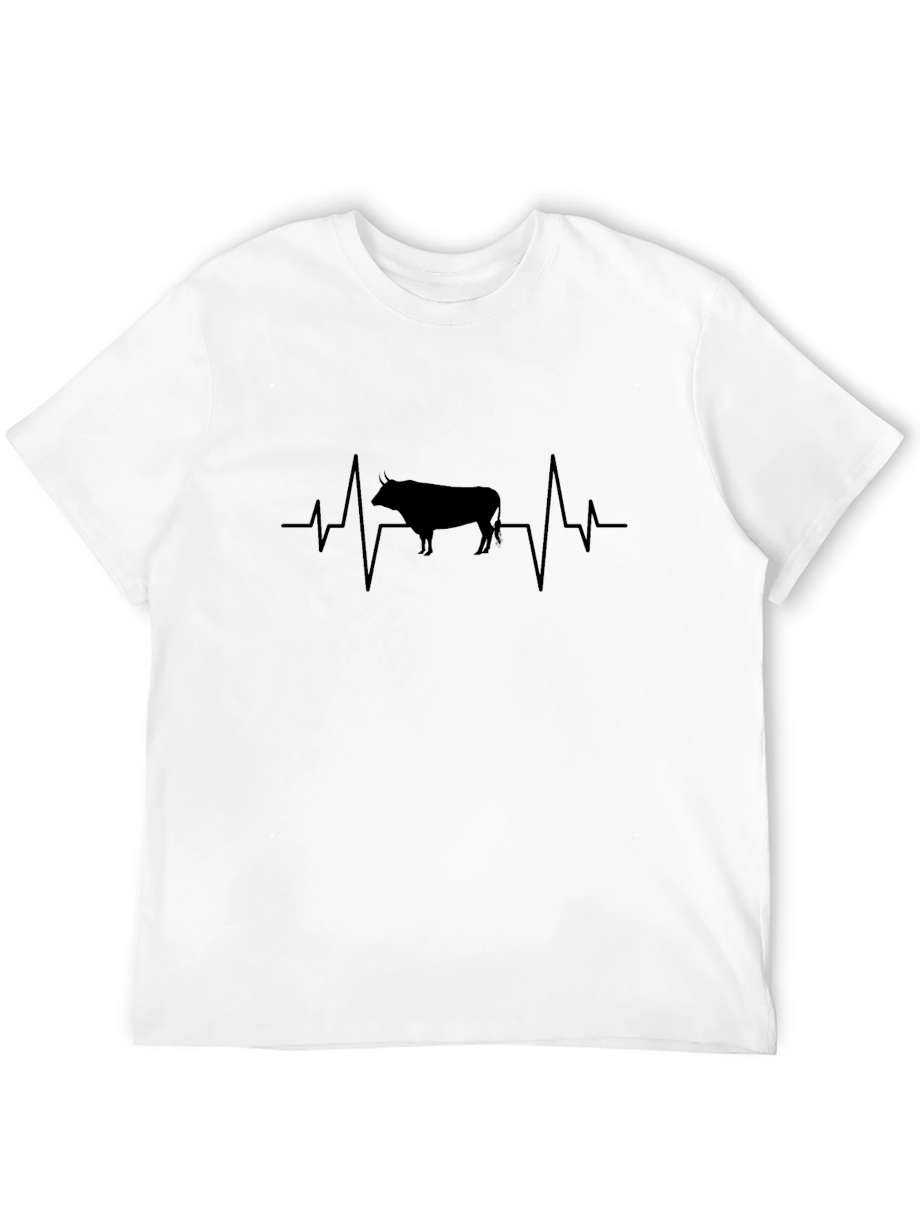 Bull Heartbeat Graphic Tee - Black Cotton T-Shirt