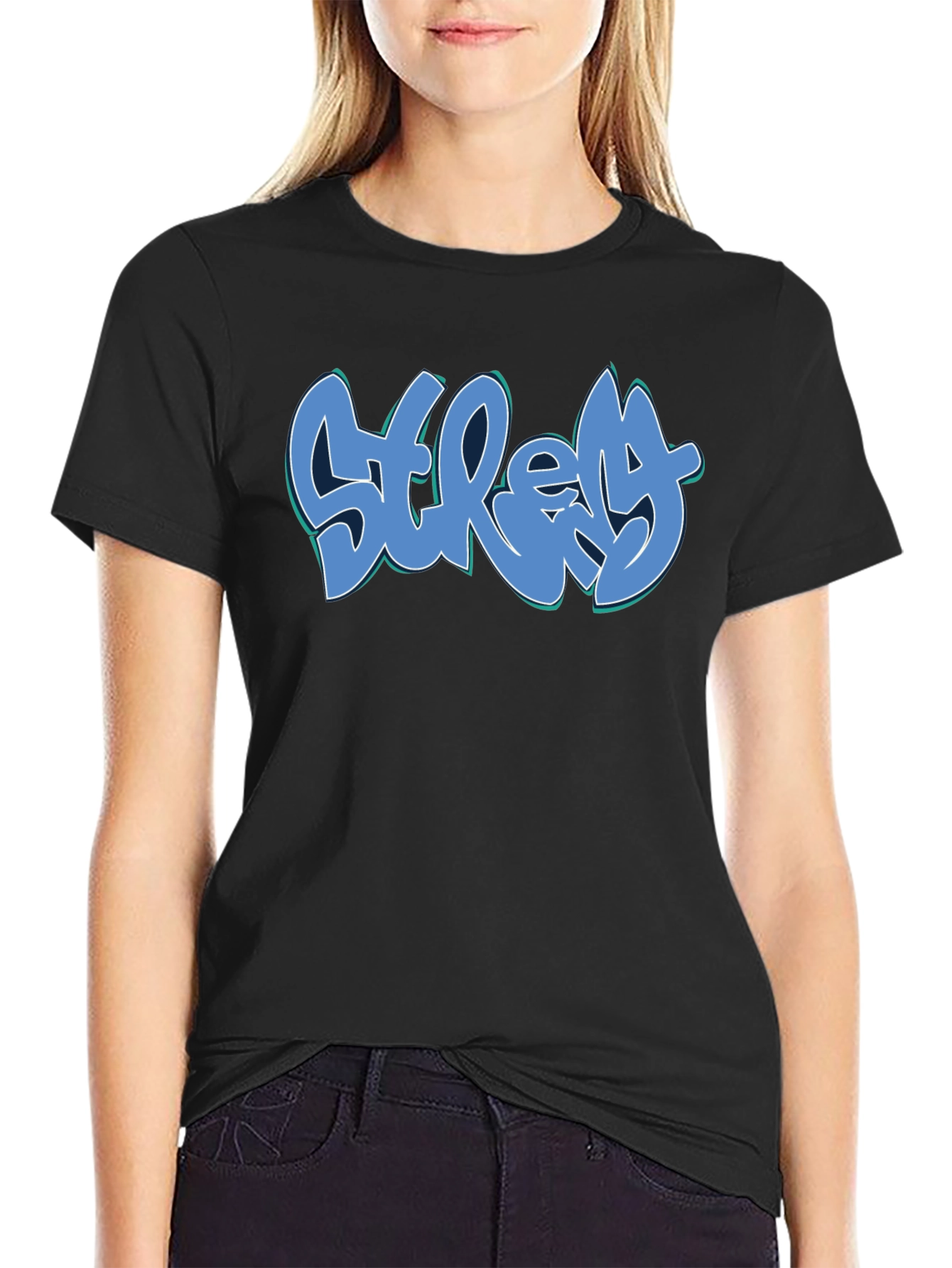 Stretchy Graffiti Tee - Black