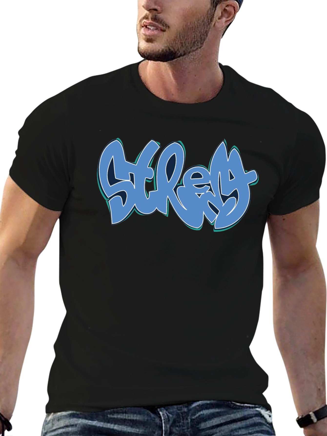 Stretchy Graffiti Tee - Black