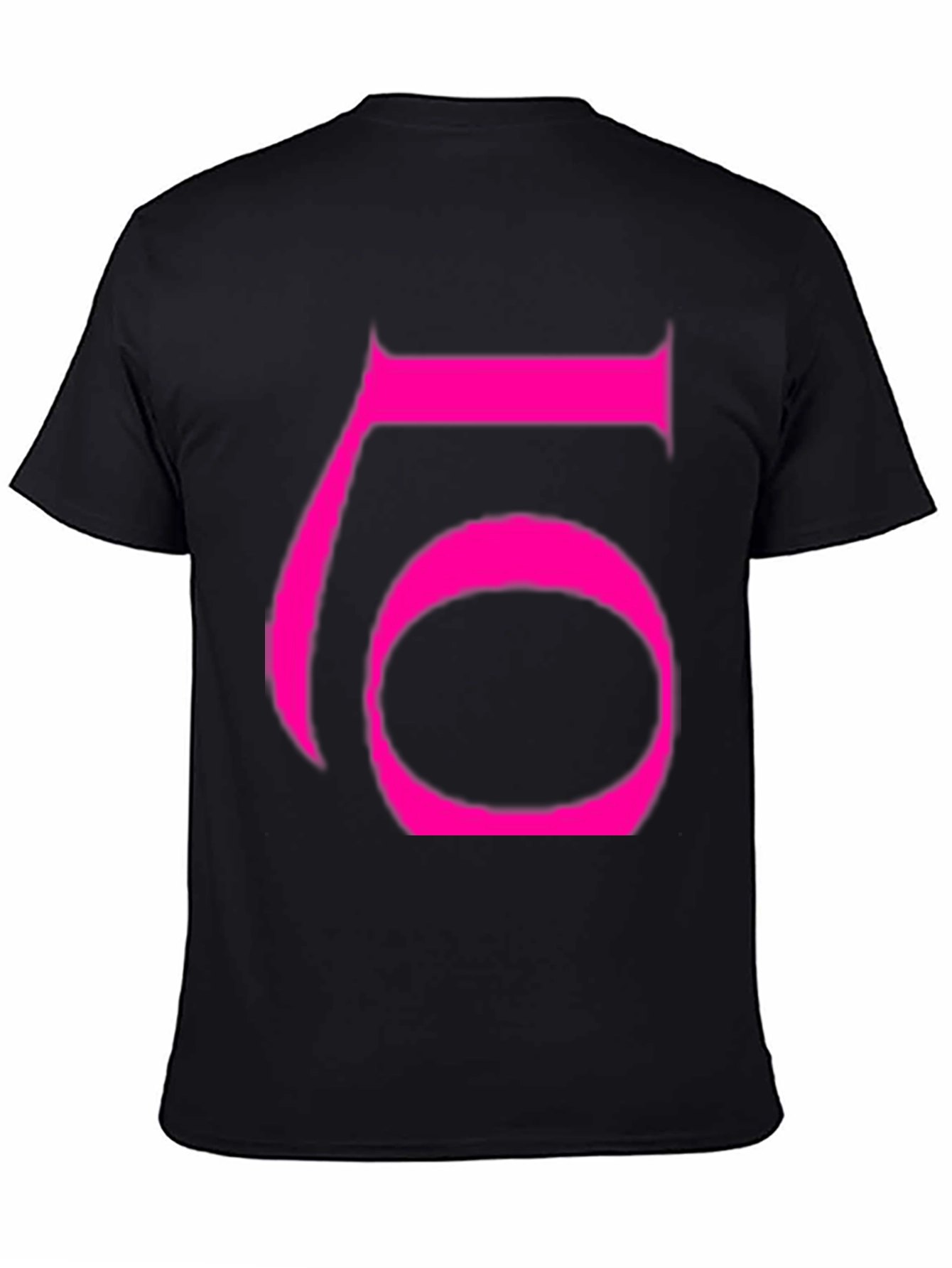 Bold Pink Number 6 Graphic Black T-Shirt