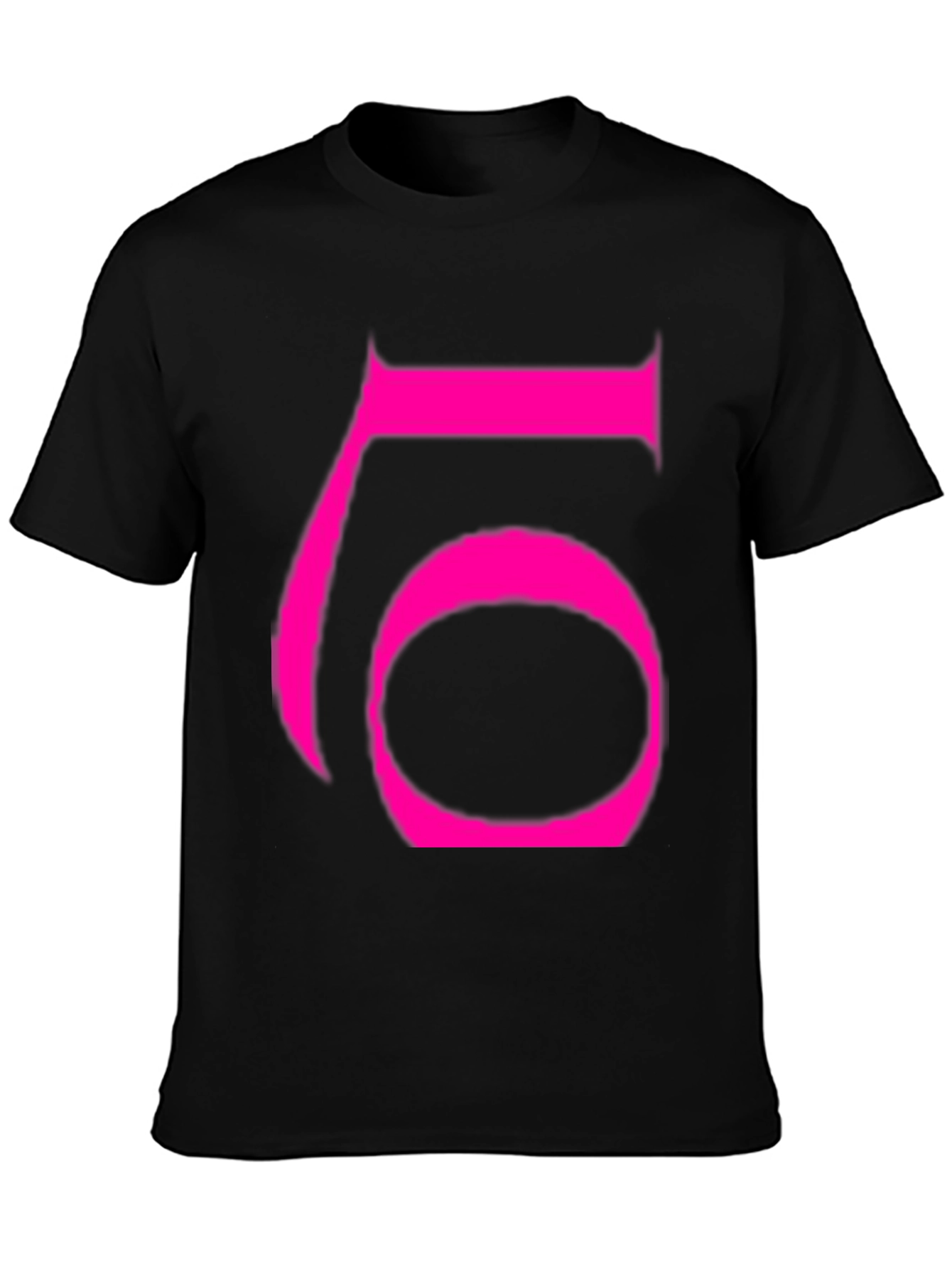 Bold Pink Number 6 Graphic Black T-Shirt