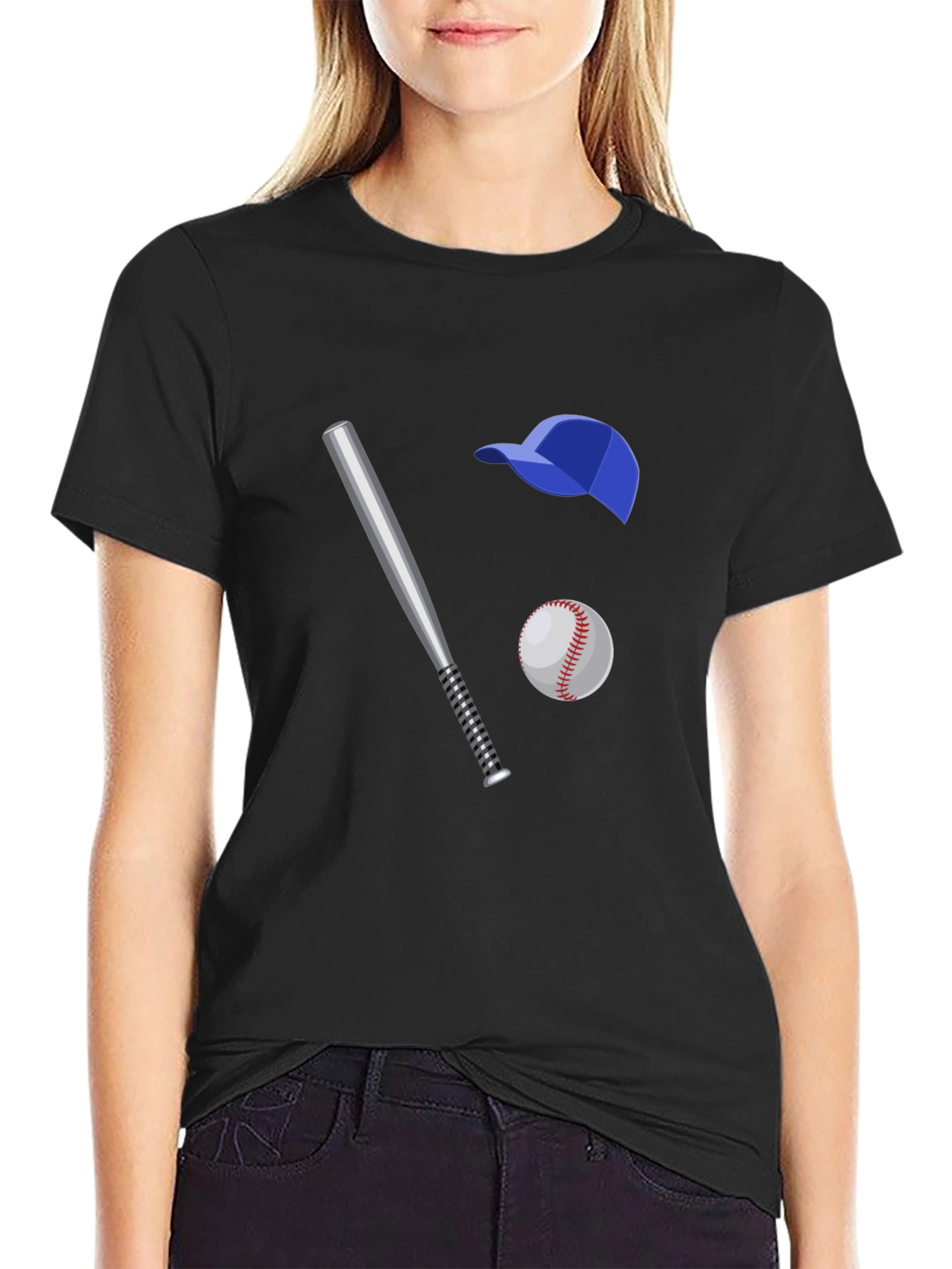 Baseball Fan T-Shirt: Bat Ball and Cap Graphic Tee