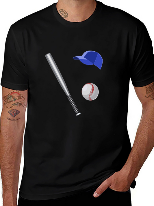 Baseball Fan T-Shirt: Bat Ball and Cap Graphic Tee