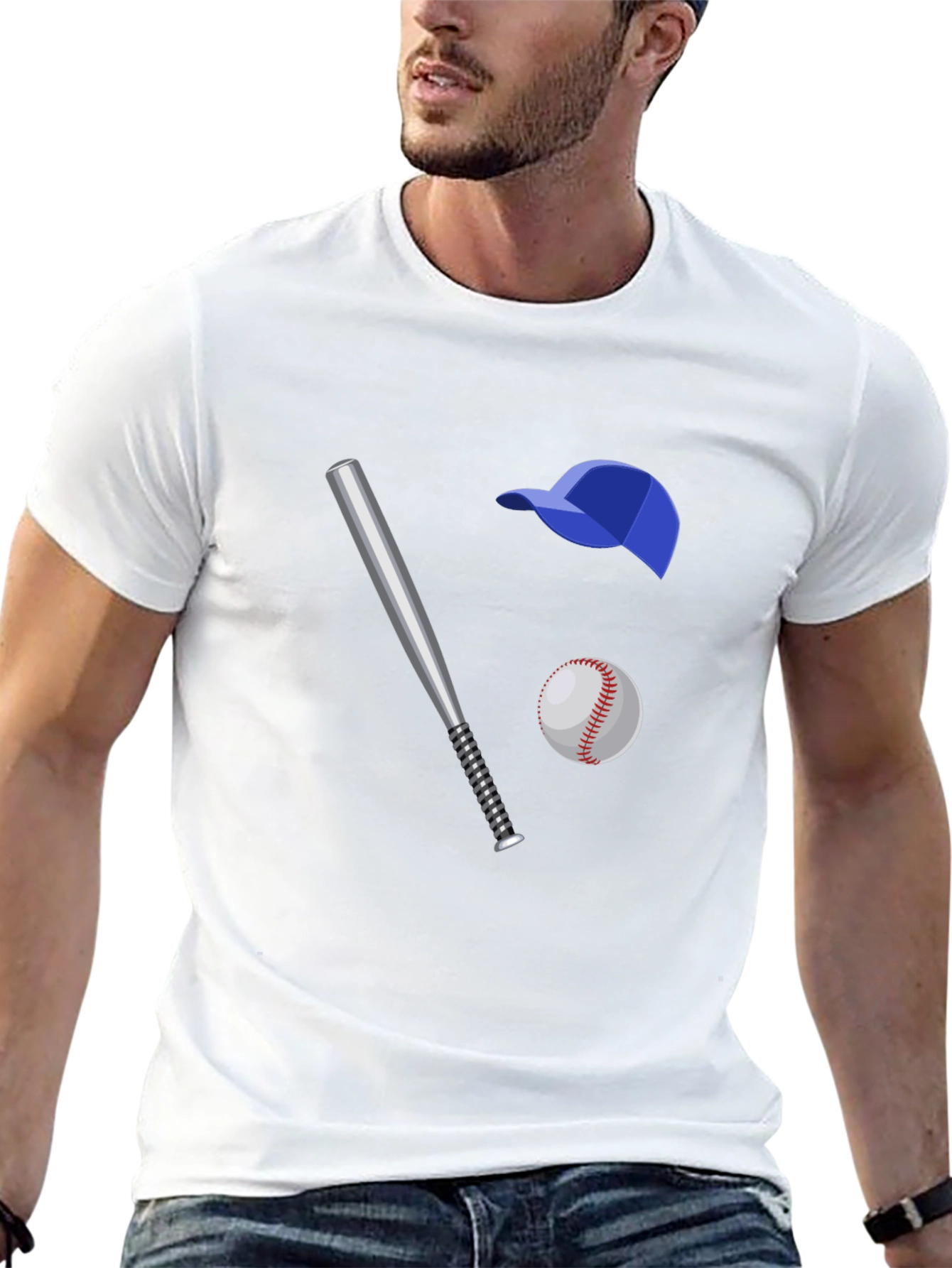 Baseball Fan T-Shirt: Bat Ball and Cap Graphic Tee
