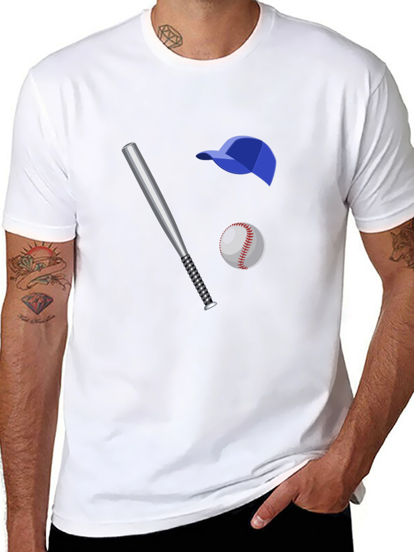 Baseball Fan T-Shirt: Bat Ball and Cap Graphic Tee