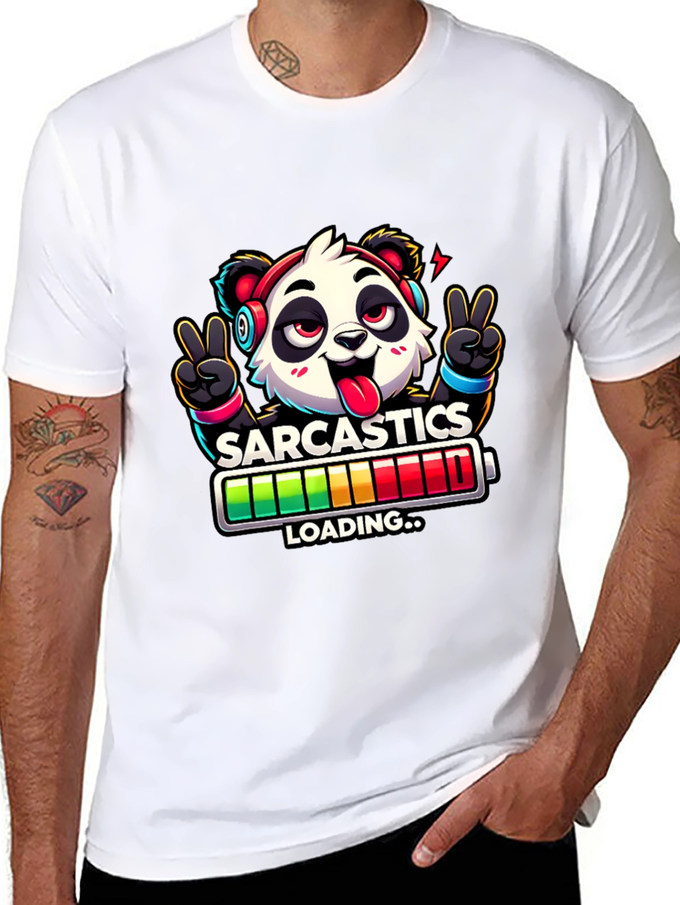 Sarcasm Loading Panda Graphic T-Shirt