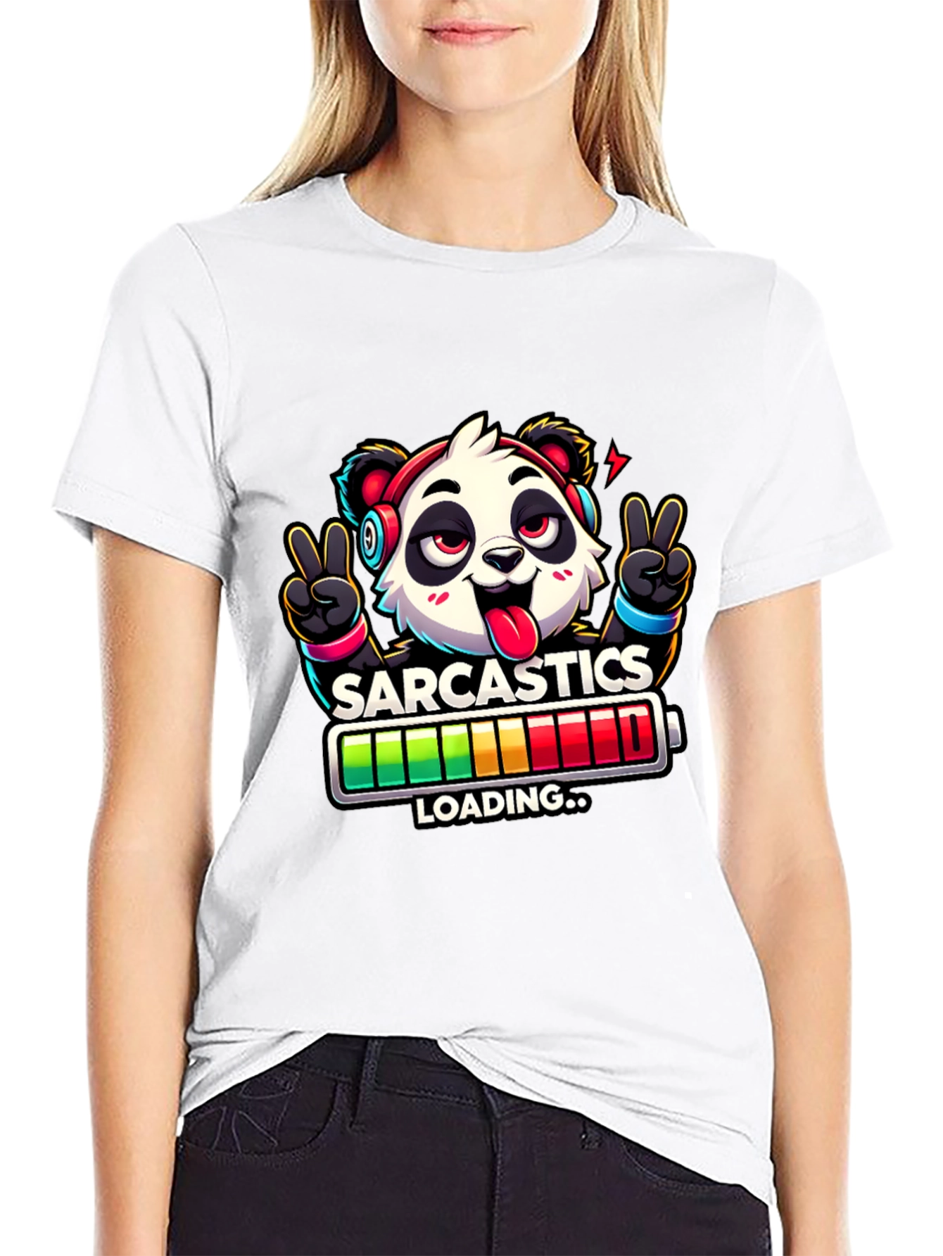 Sarcasm Loading Panda Graphic T-Shirt