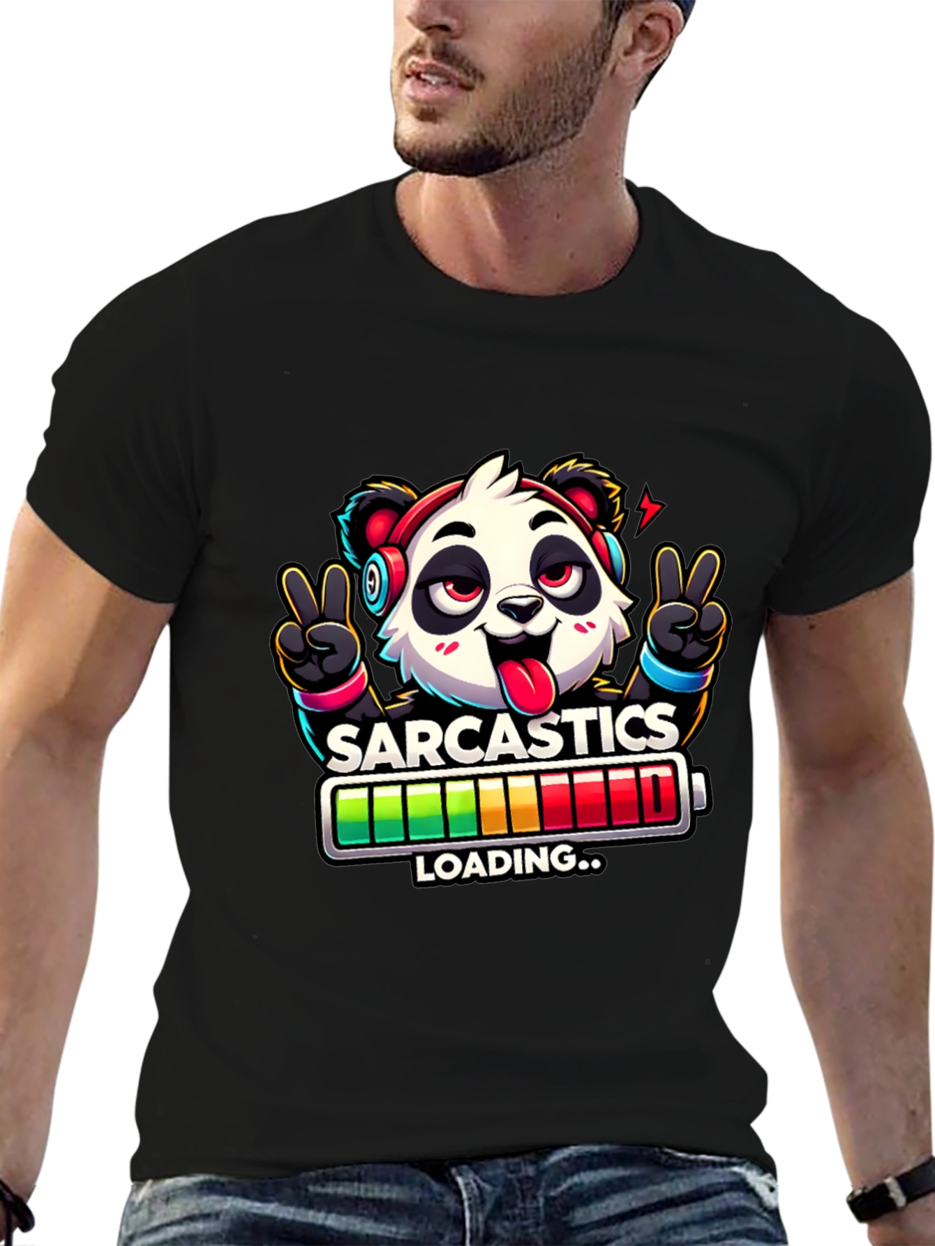 Sarcasm Loading Panda Graphic T-Shirt