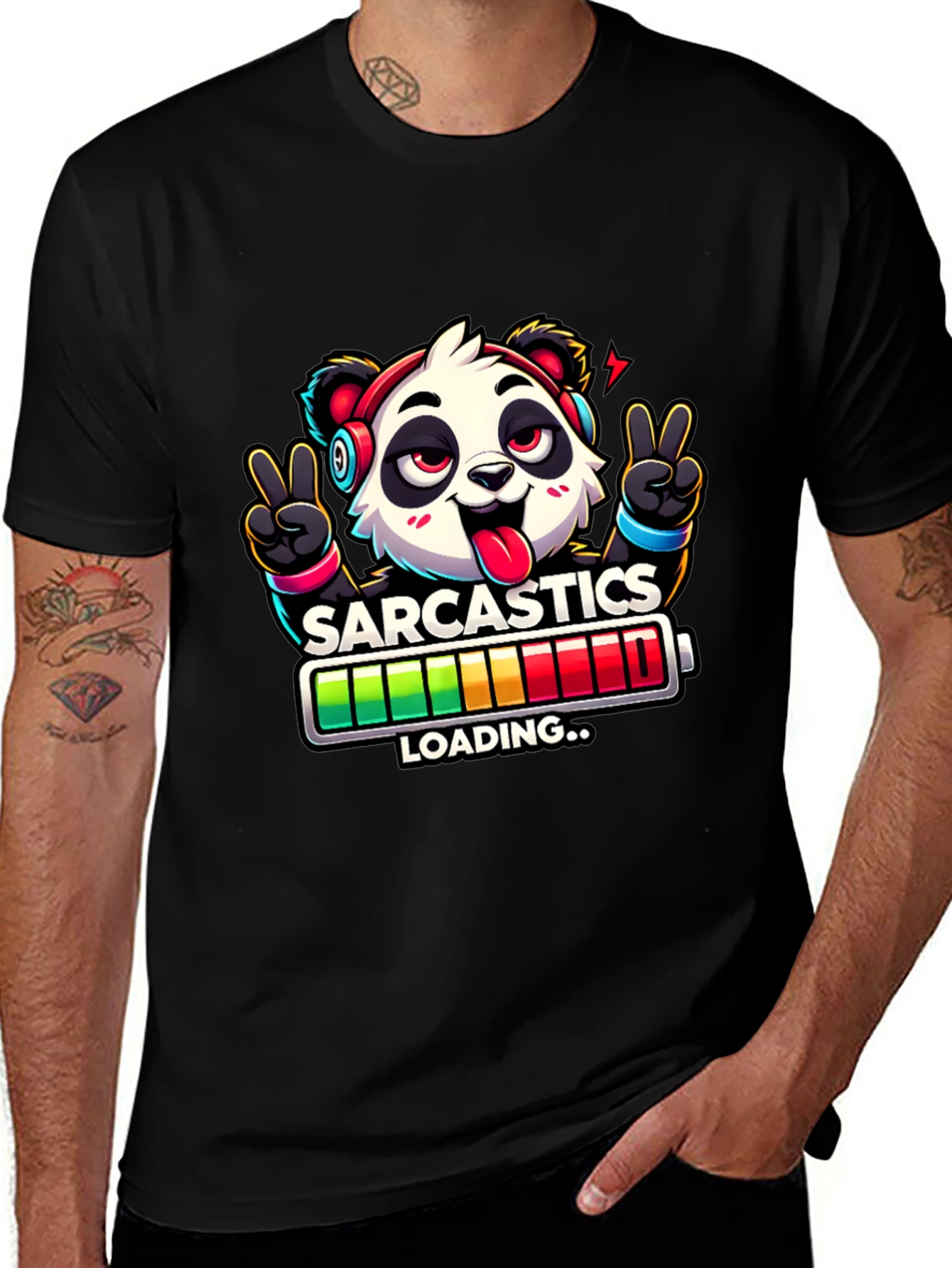 Sarcasm Loading Panda Graphic T-Shirt