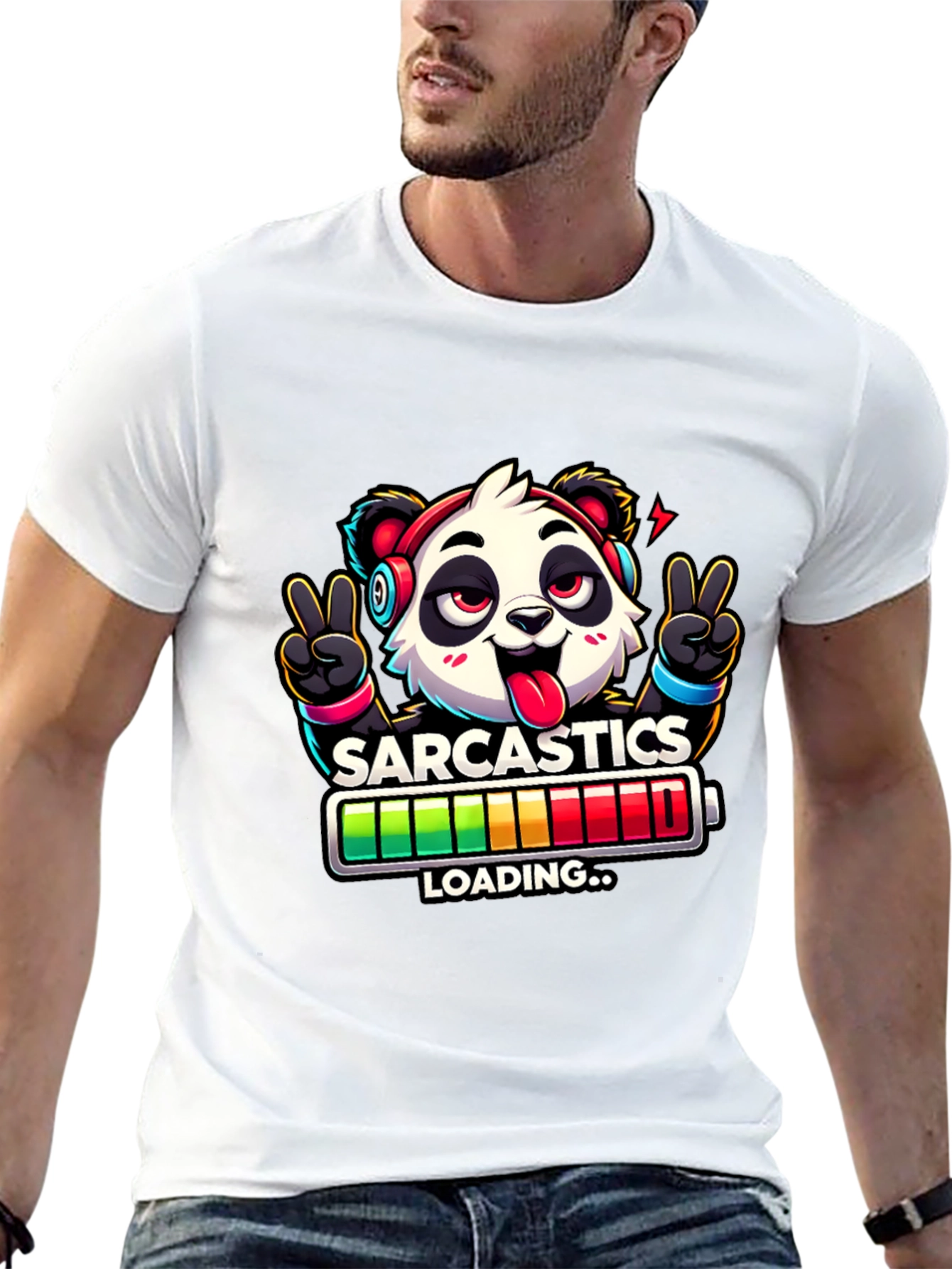 Sarcasm Loading Panda Graphic T-Shirt