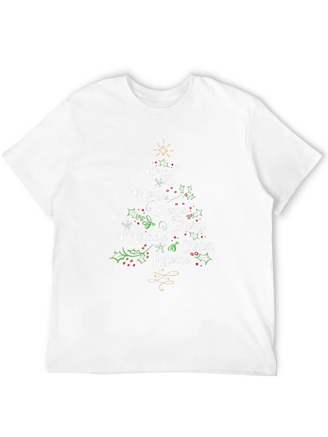 Christmas Words Tree Black T-Shirt