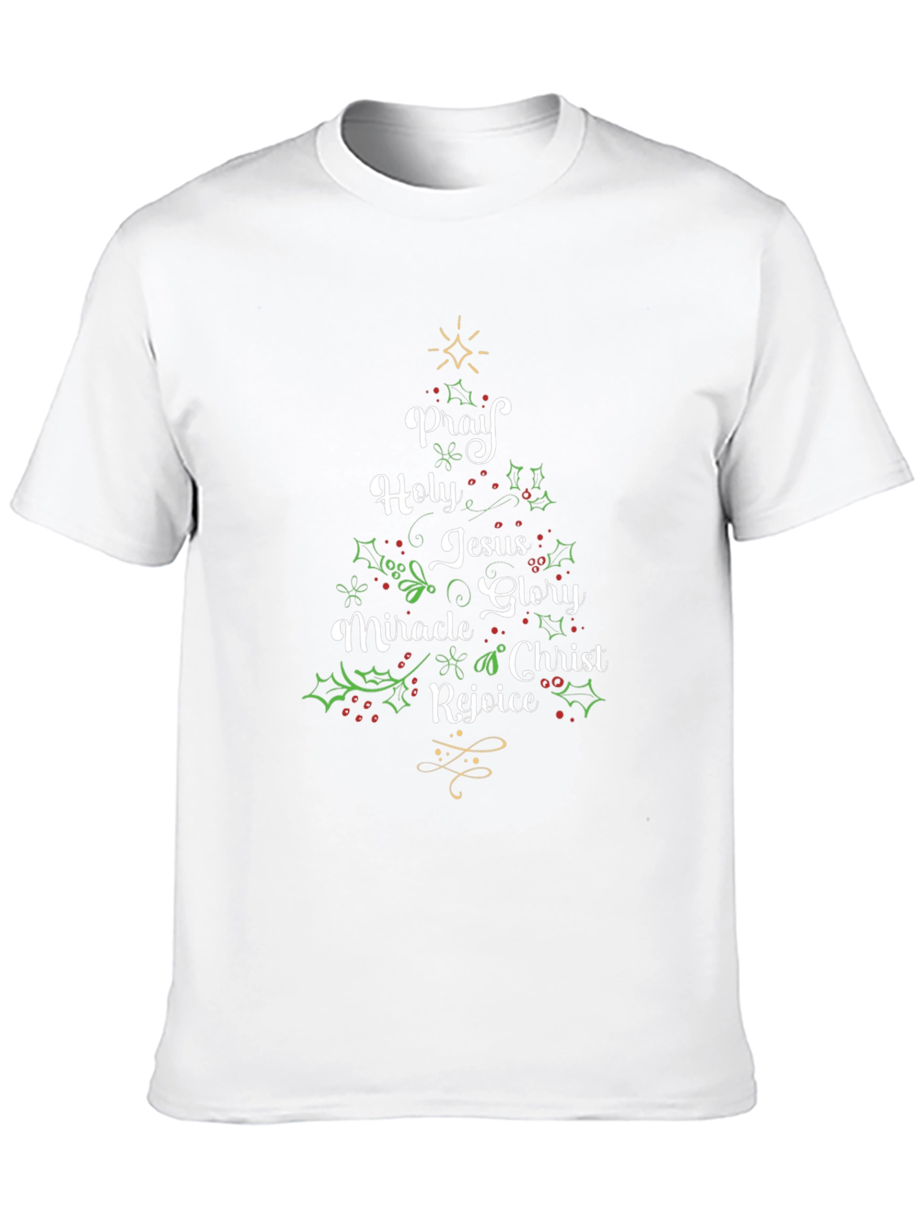 Christmas Words Tree Black T-Shirt
