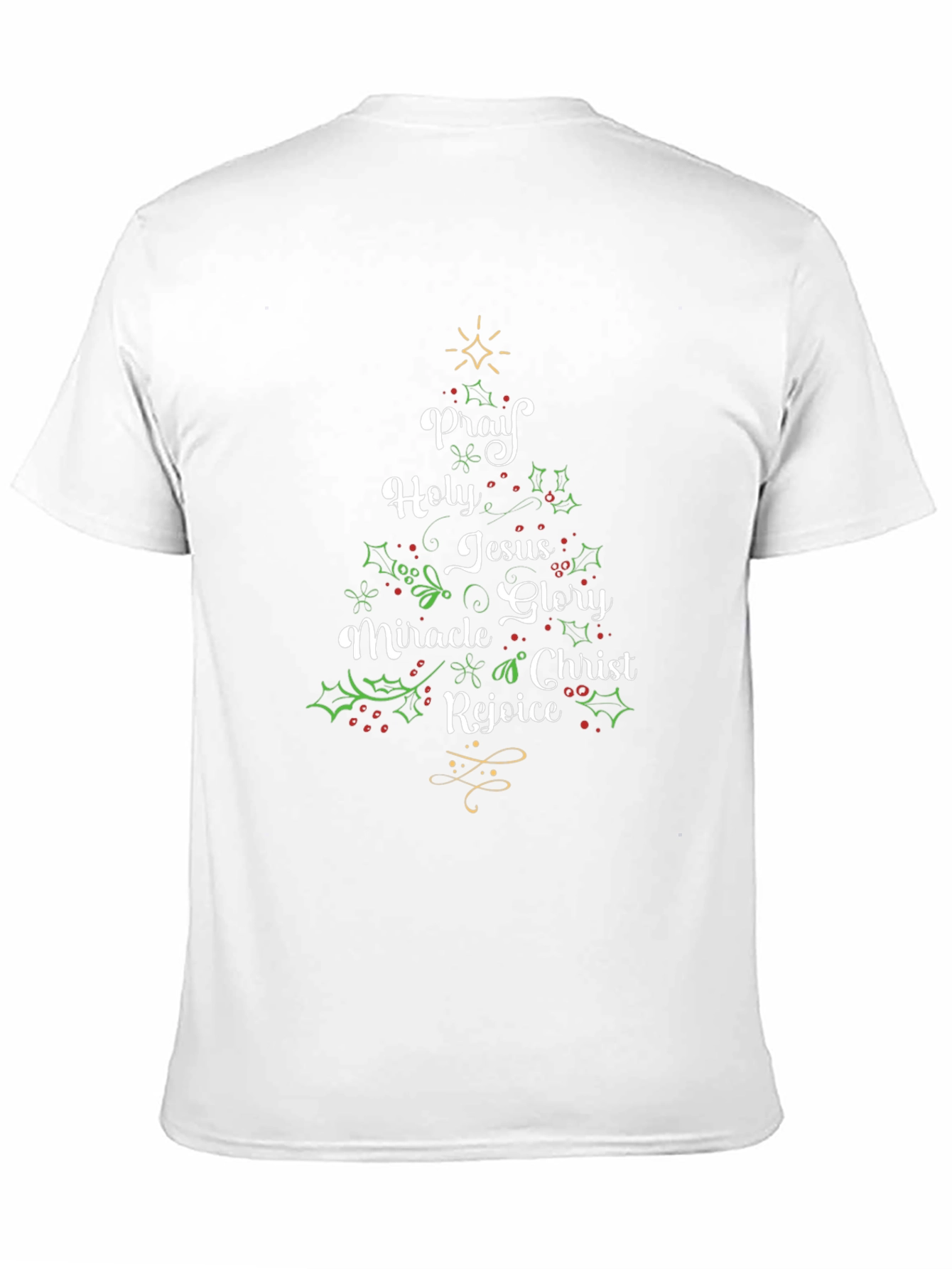 Christmas Words Tree Black T-Shirt