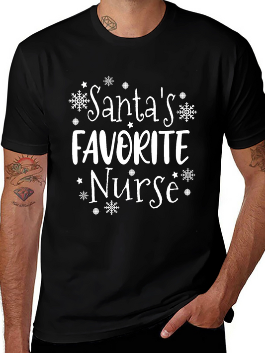 Santas Favorite Nurse Christmas Holiday T-Shirt