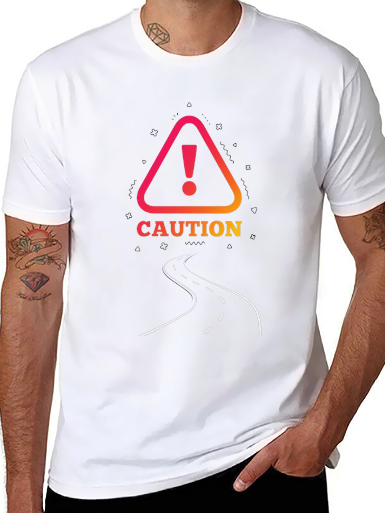 Caution Road Graphic Tee - Danger Ahead!
