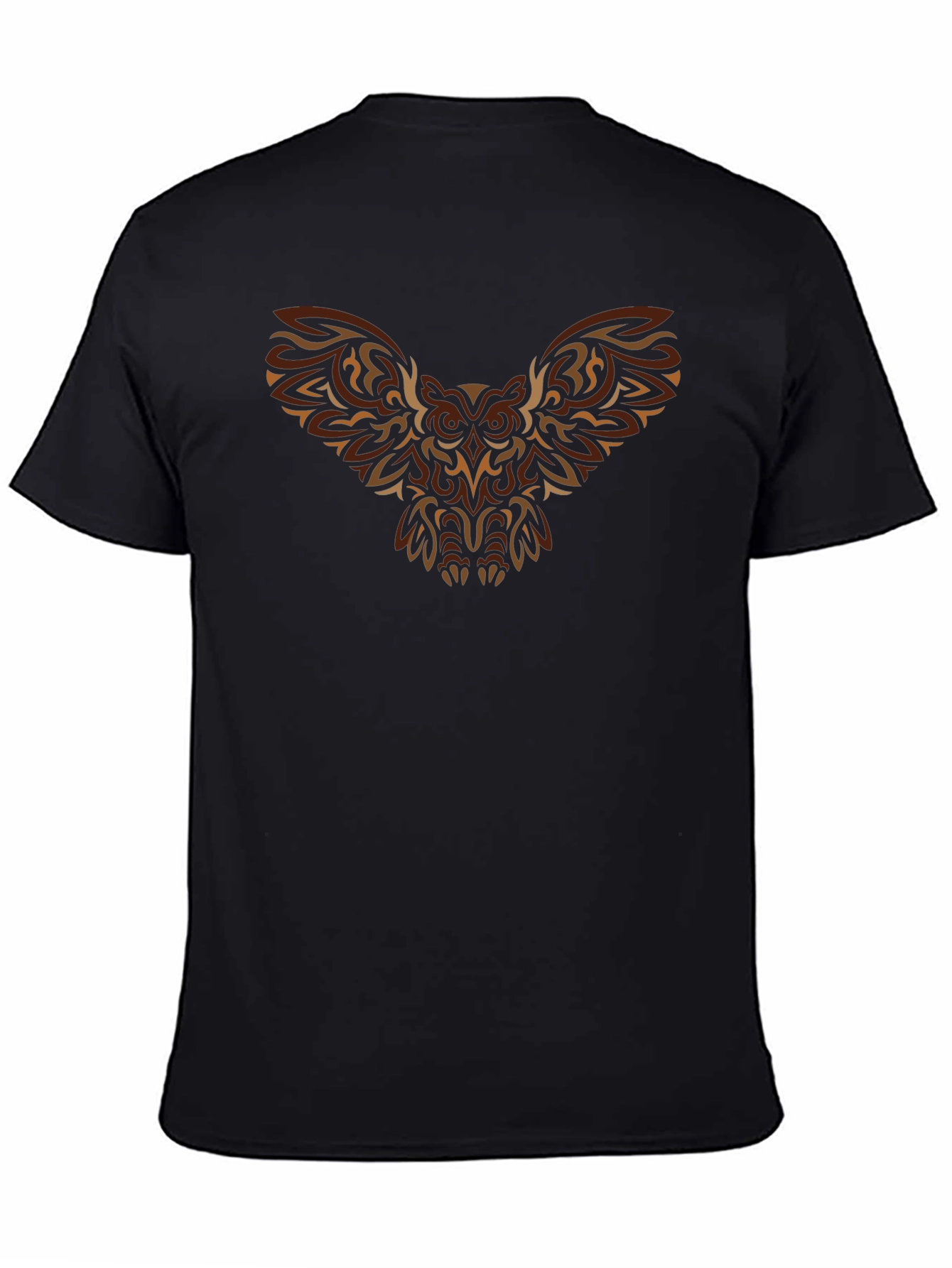 Tribal Owl Graphic Print Black T-Shirt