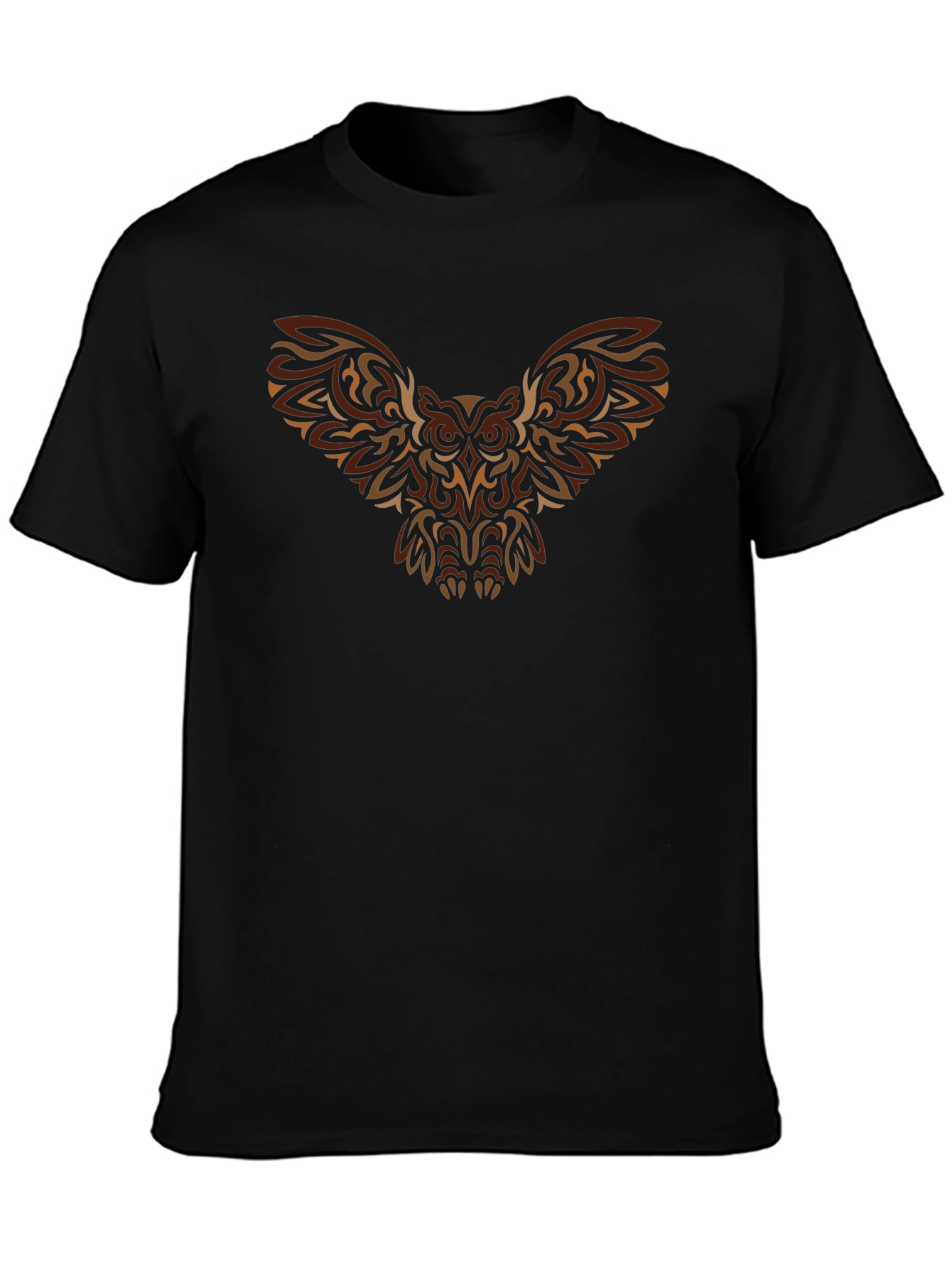 Tribal Owl Graphic Print Black T-Shirt