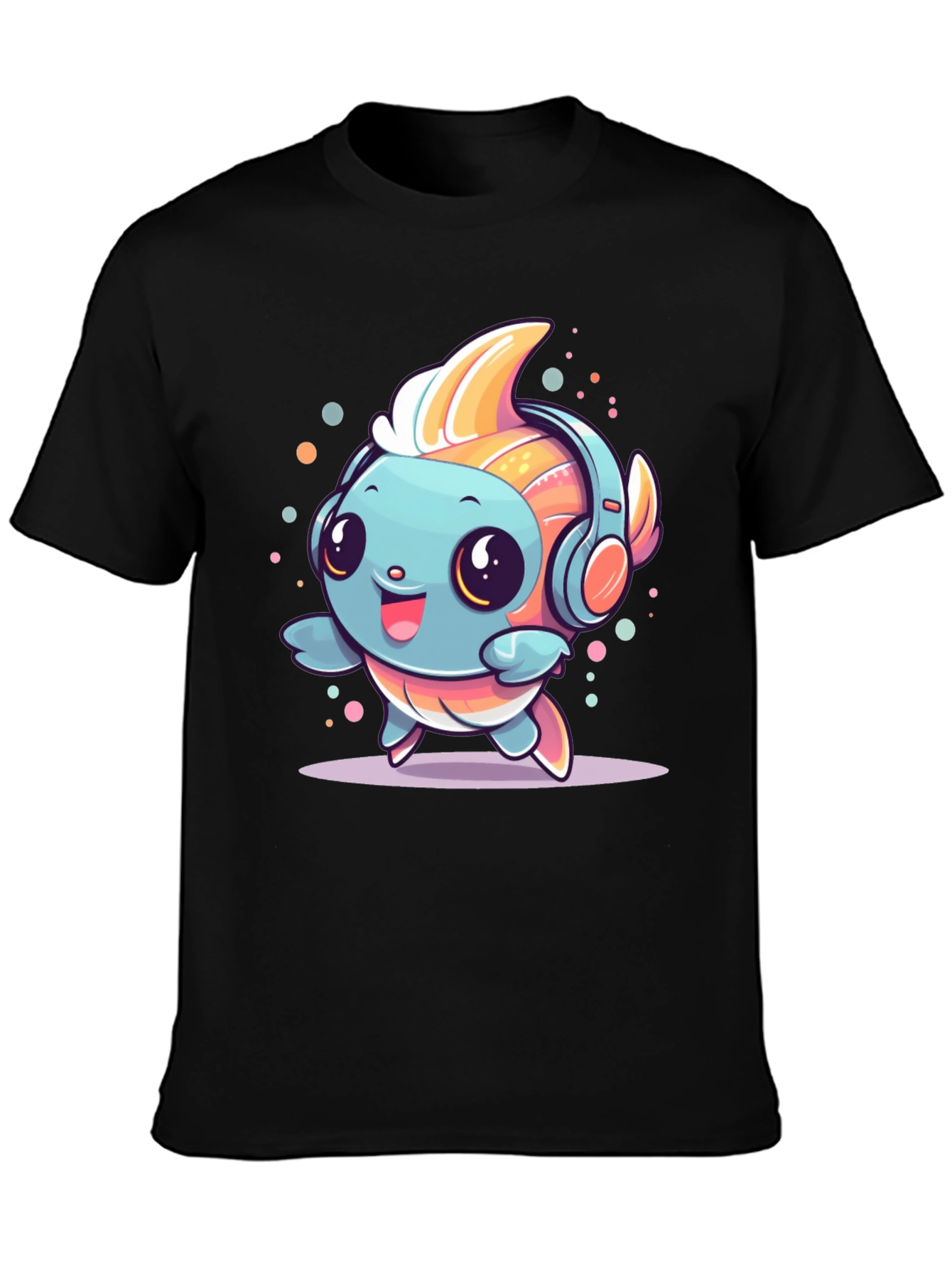 Cute Cartoon Fish with Headphones T-Shirt