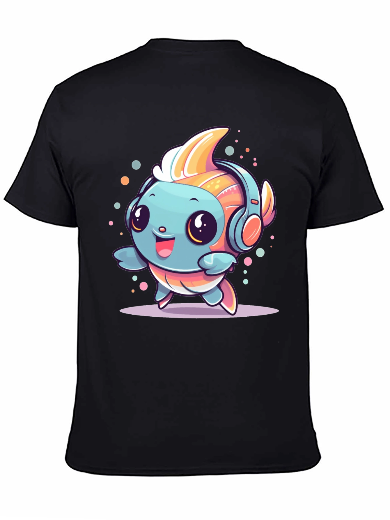 Cute Cartoon Fish with Headphones T-Shirt