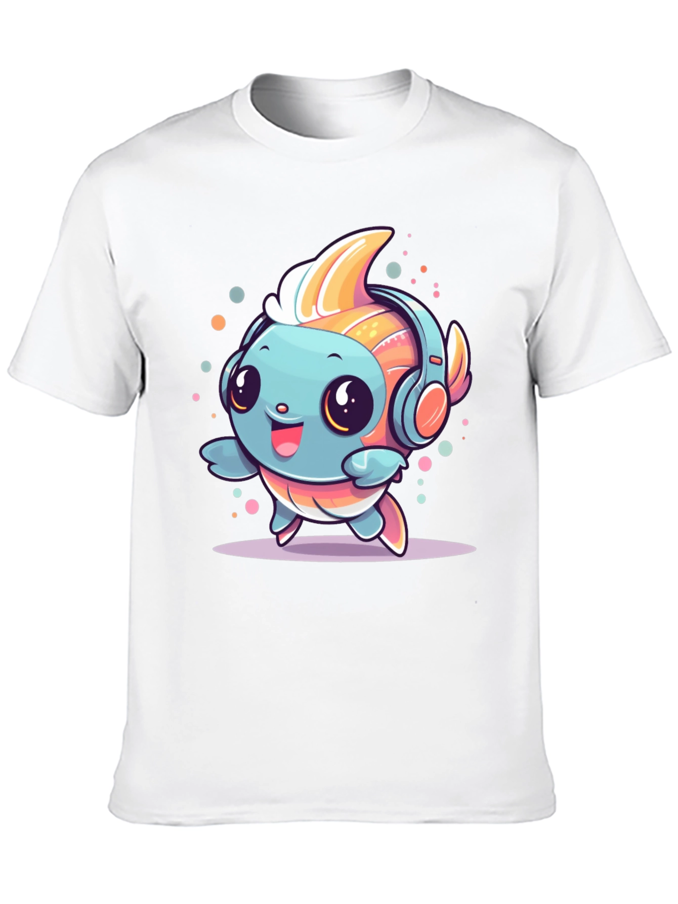 Cute Cartoon Fish with Headphones T-Shirt