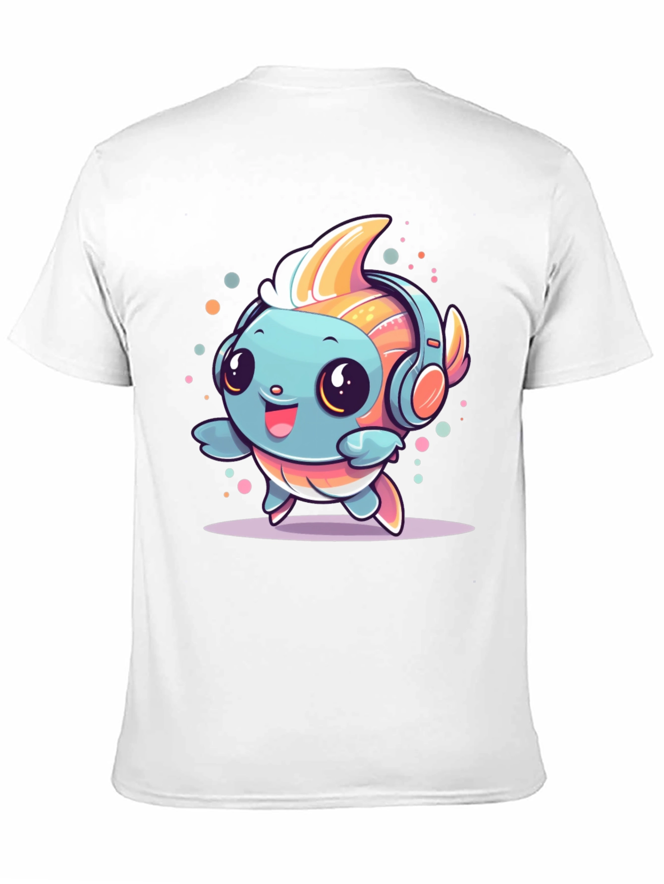 Cute Cartoon Fish with Headphones T-Shirt