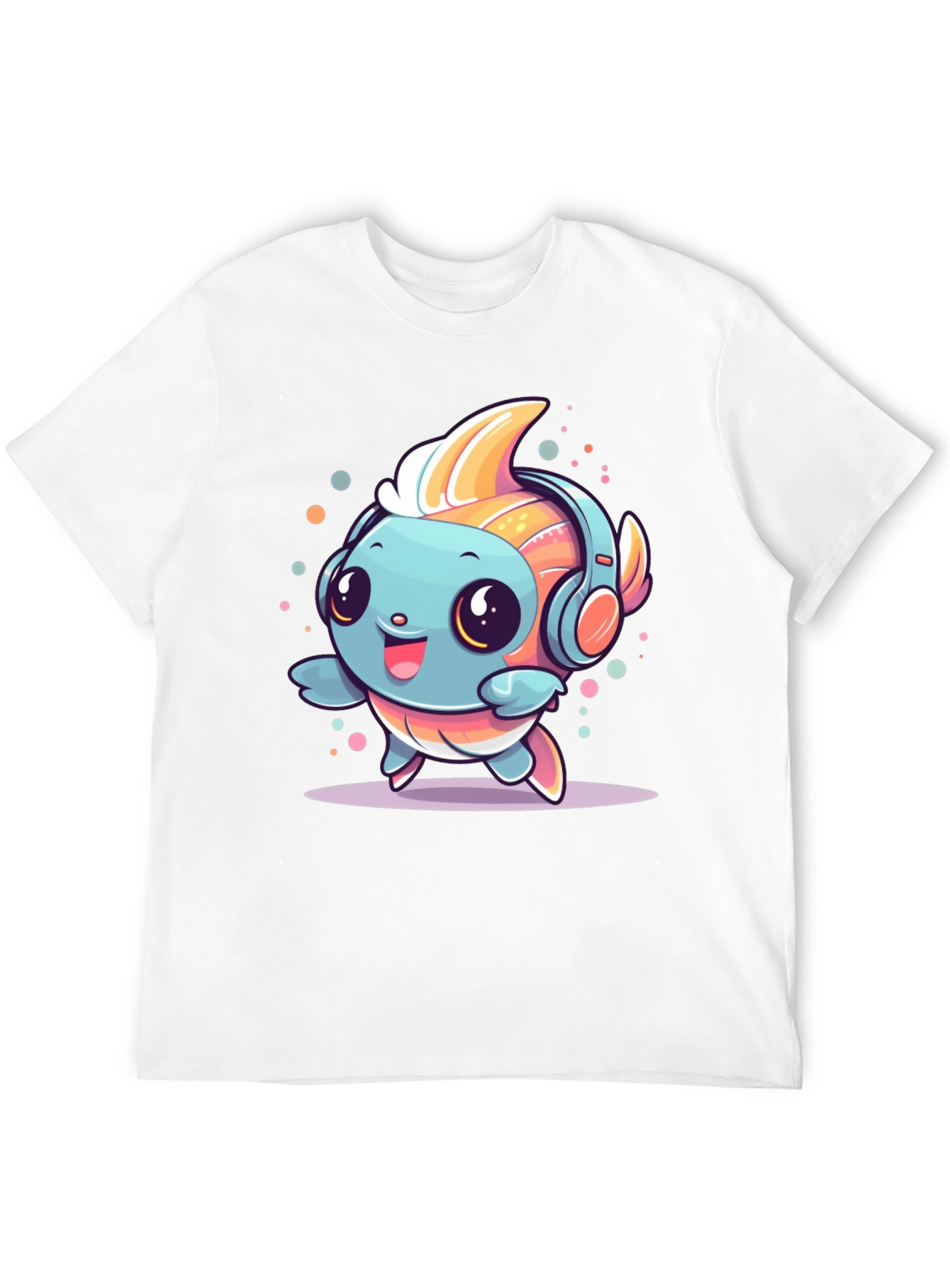 Cute Cartoon Fish with Headphones T-Shirt