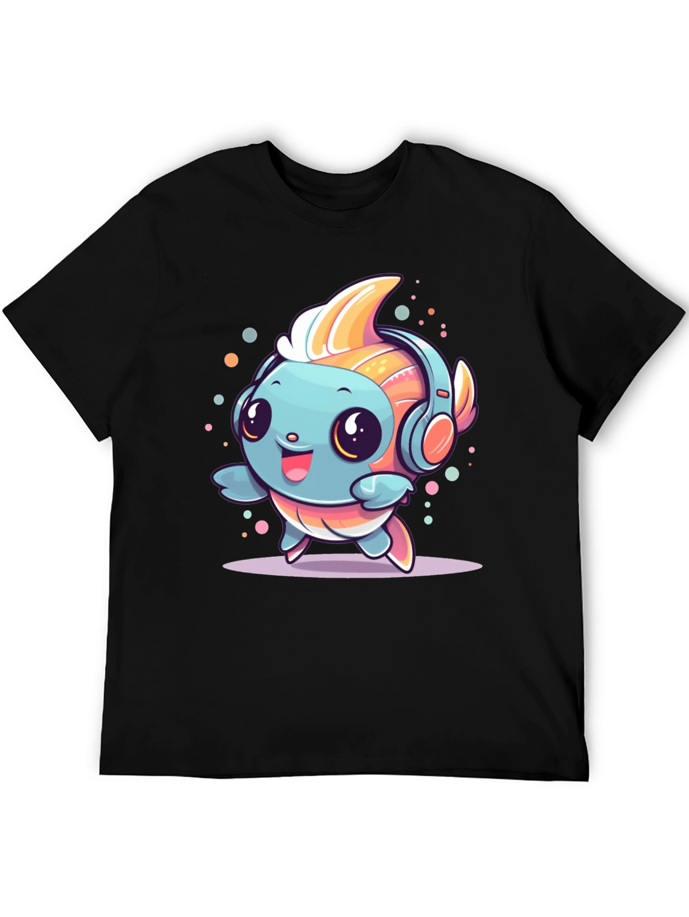 Cute Cartoon Fish with Headphones T-Shirt