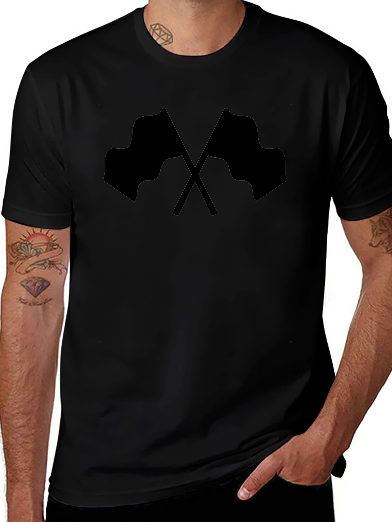 Checkered Flags Graphic Tee - Black