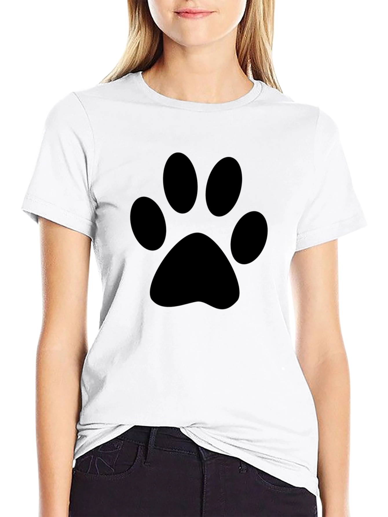 Black Paw Print Graphic Tee - Casual Comfort
