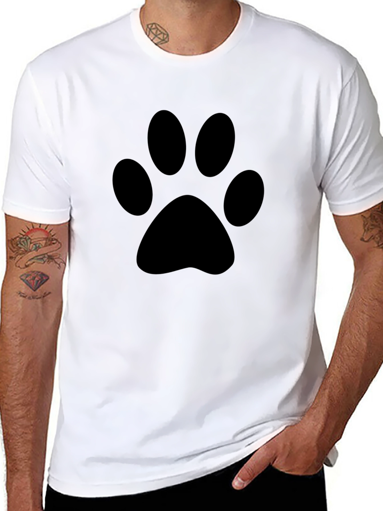 Black Paw Print Graphic Tee - Casual Comfort