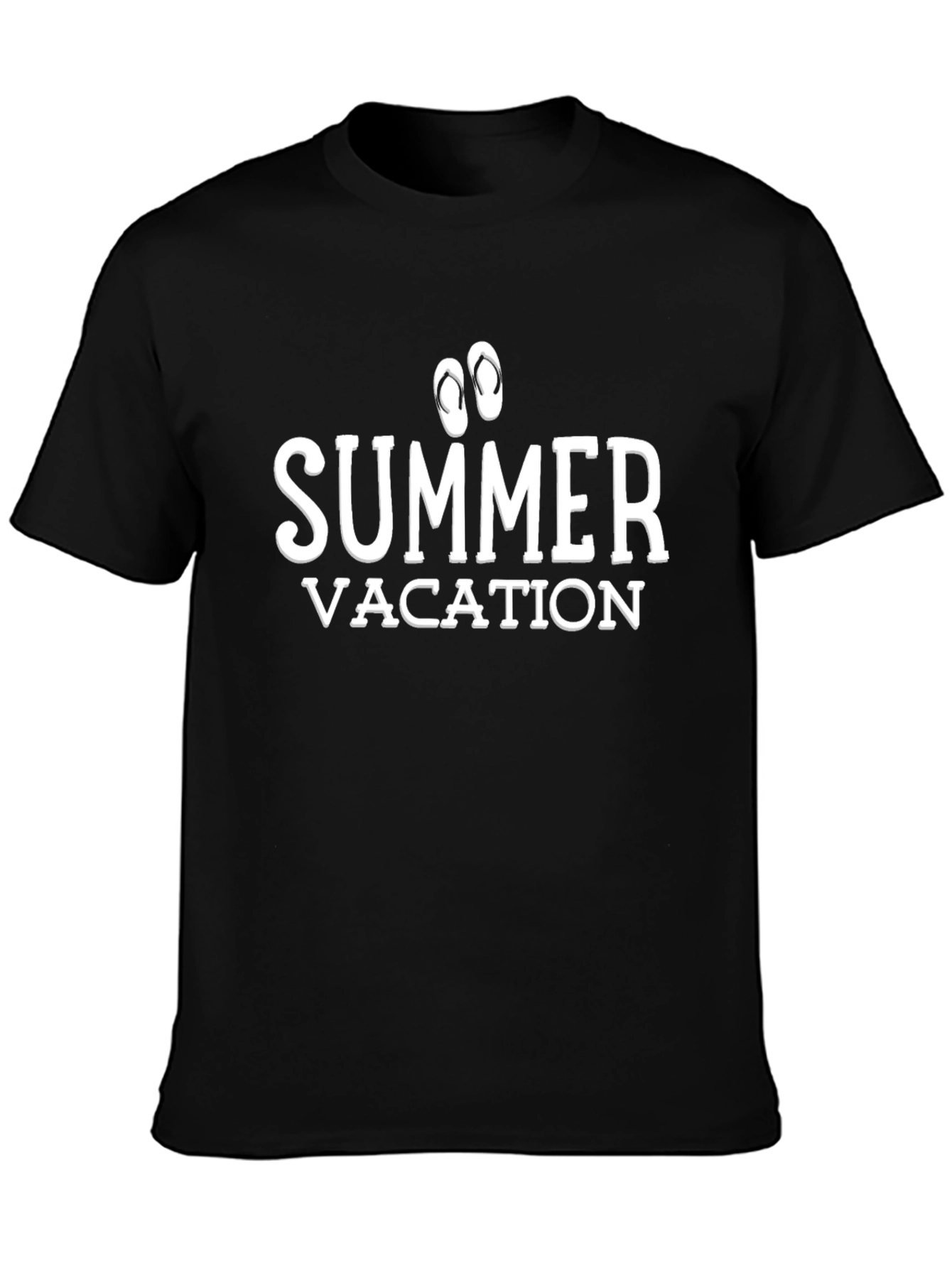 Summer Vacation Black Graphic T-Shirt