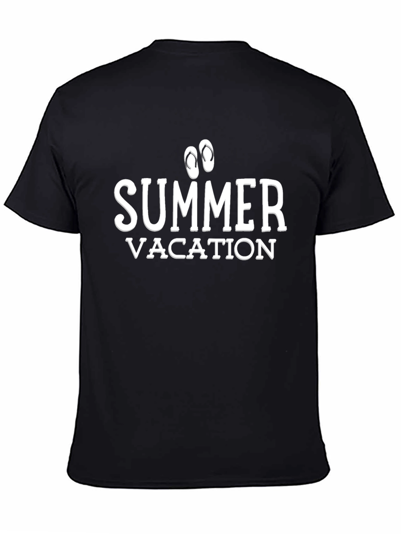 Summer Vacation Black Graphic T-Shirt
