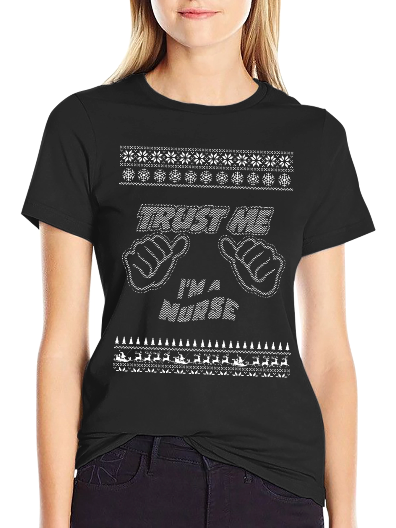 Trust Me Im a Nurse Christmas Sweater Style T-Shirt