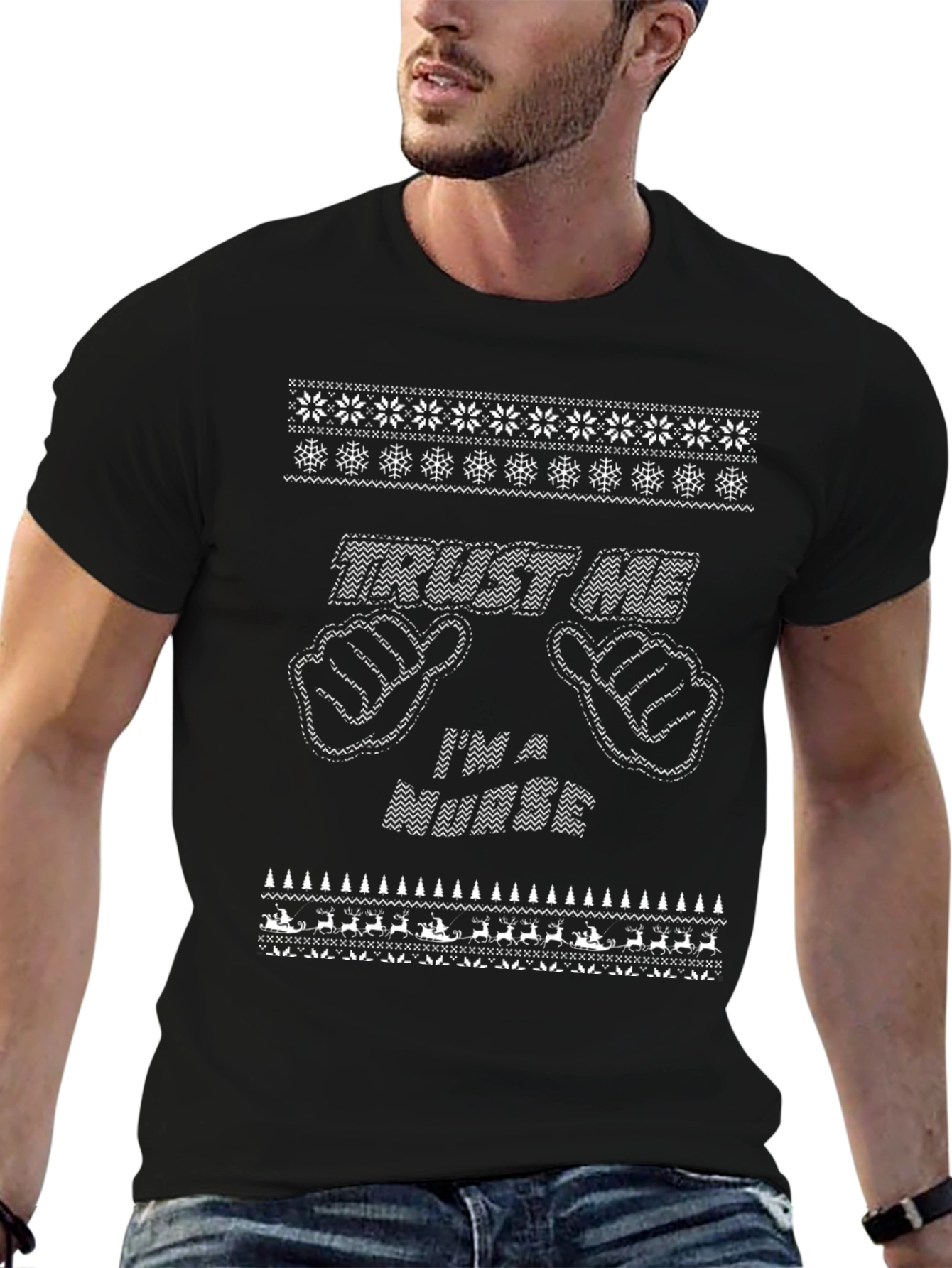 Trust Me Im a Nurse Christmas Sweater Style T-Shirt