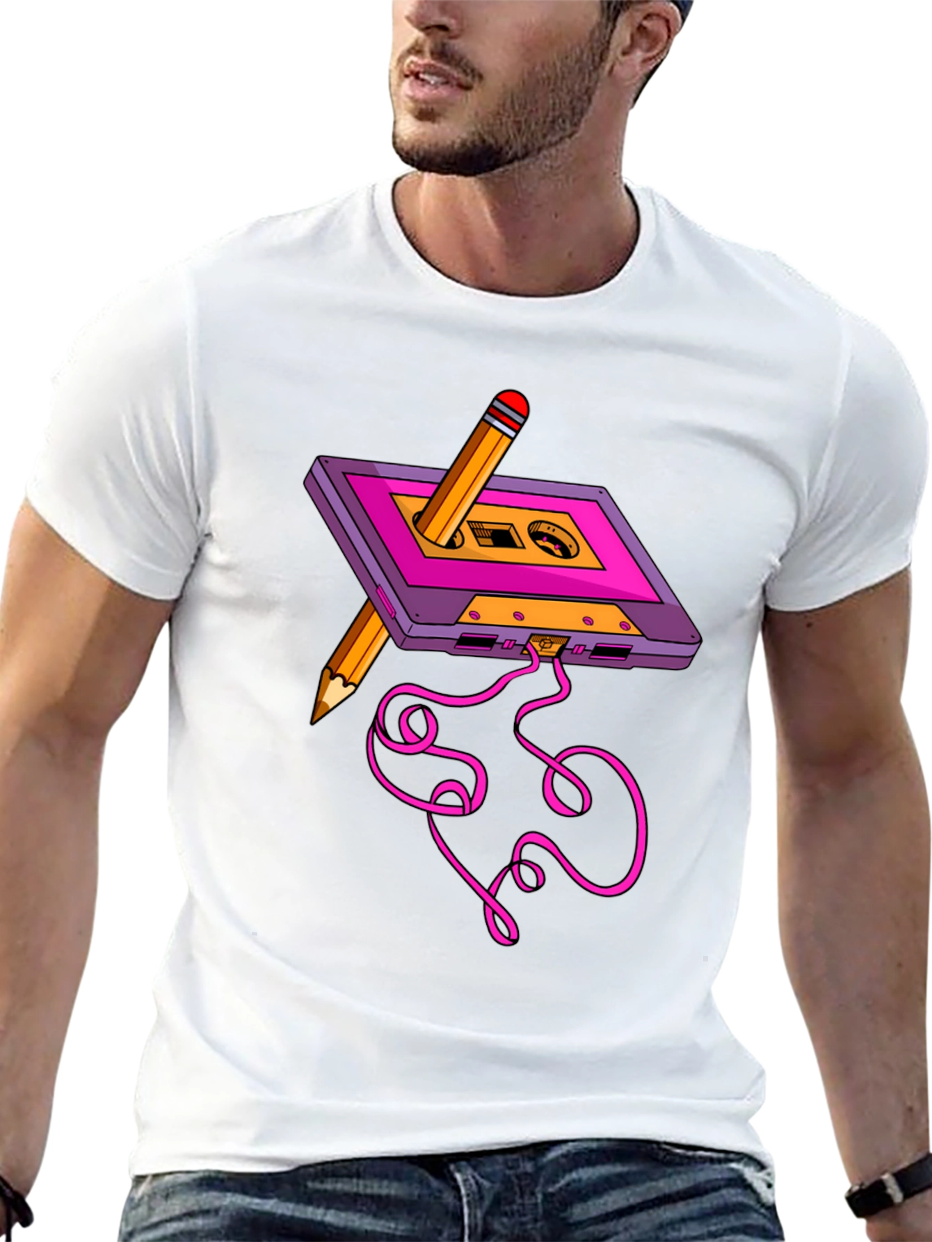 Cassette & Pencil Graphic Tee