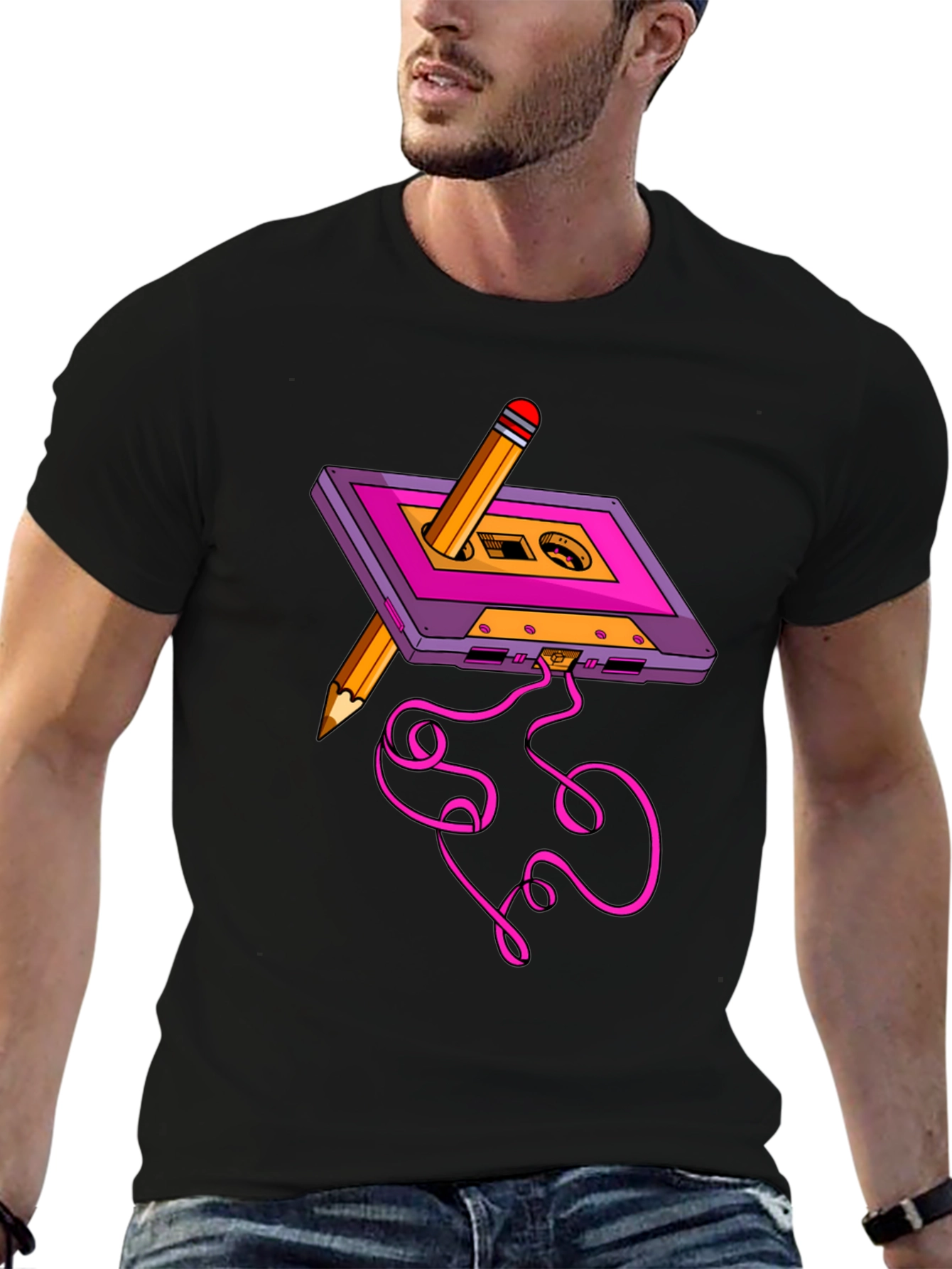 Cassette & Pencil Graphic Tee