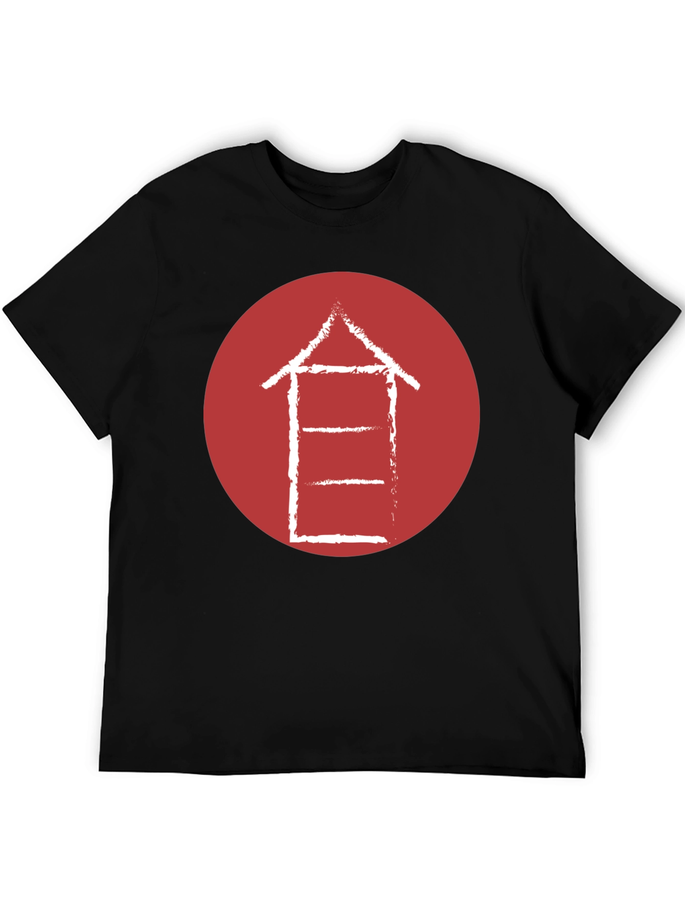 Abstract Graphic Tee - Red Circle on Black