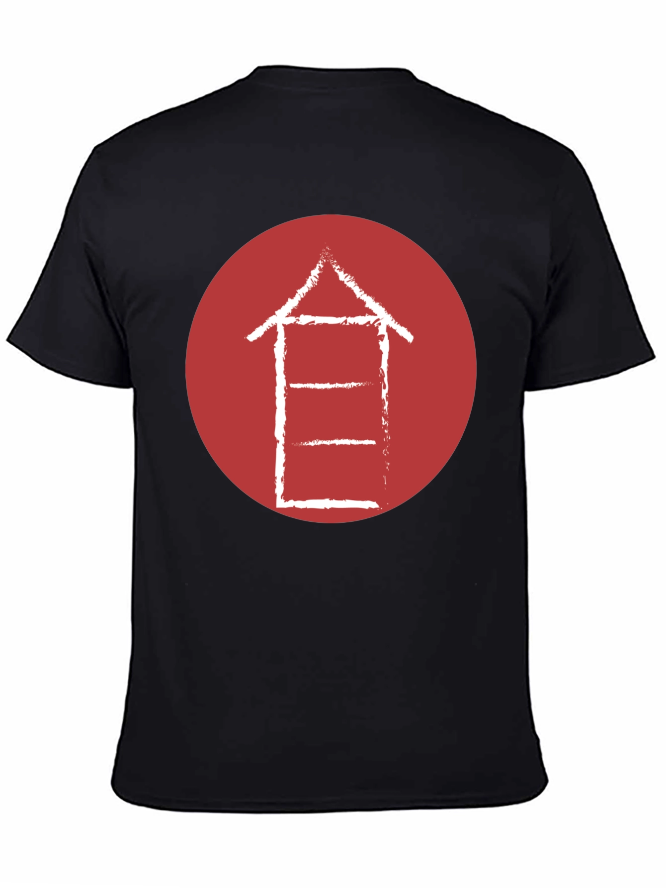 Abstract Graphic Tee - Red Circle on Black